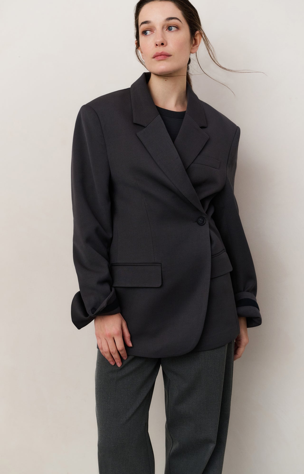 Oversized blazer with sleeve tape detail