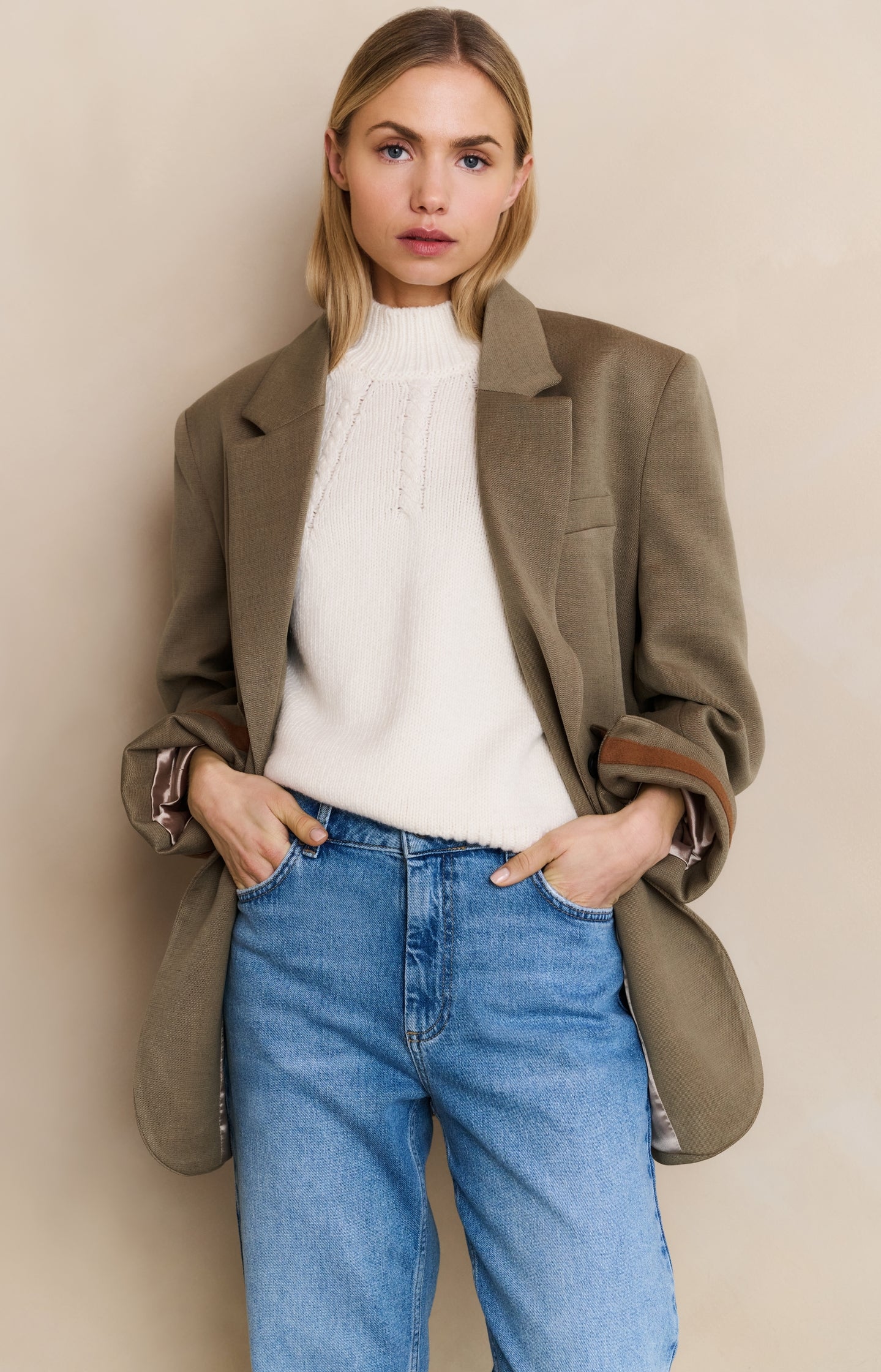 Oversized blazer with sleeve tape detail