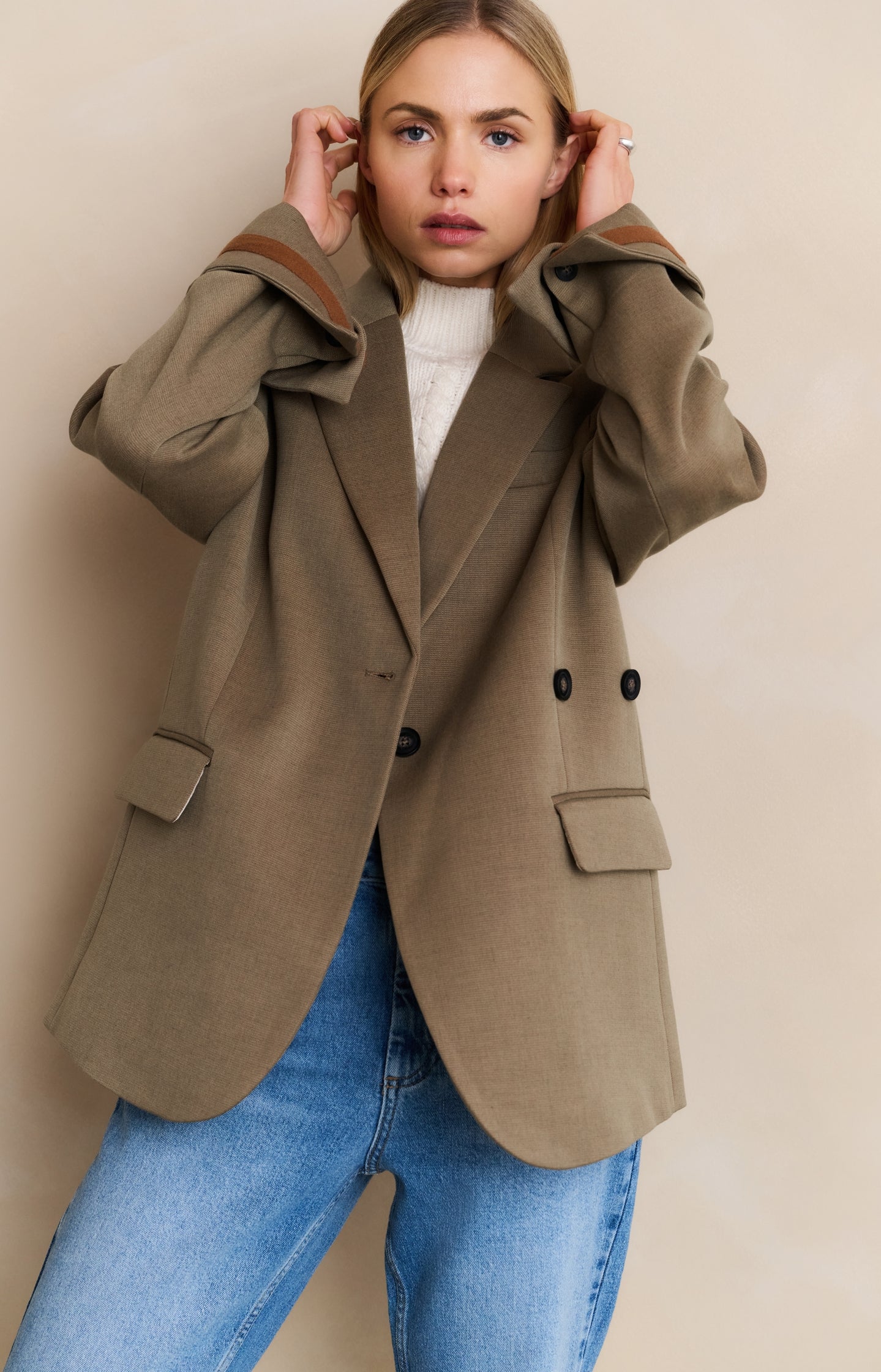 Oversized blazer with sleeve tape detail