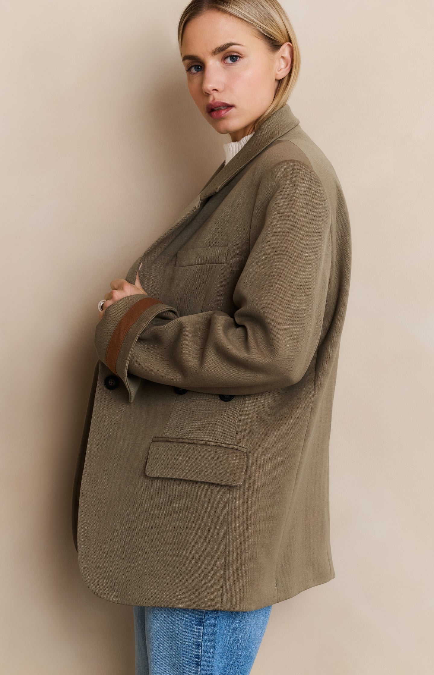 Oversized blazer with sleeve tape detail