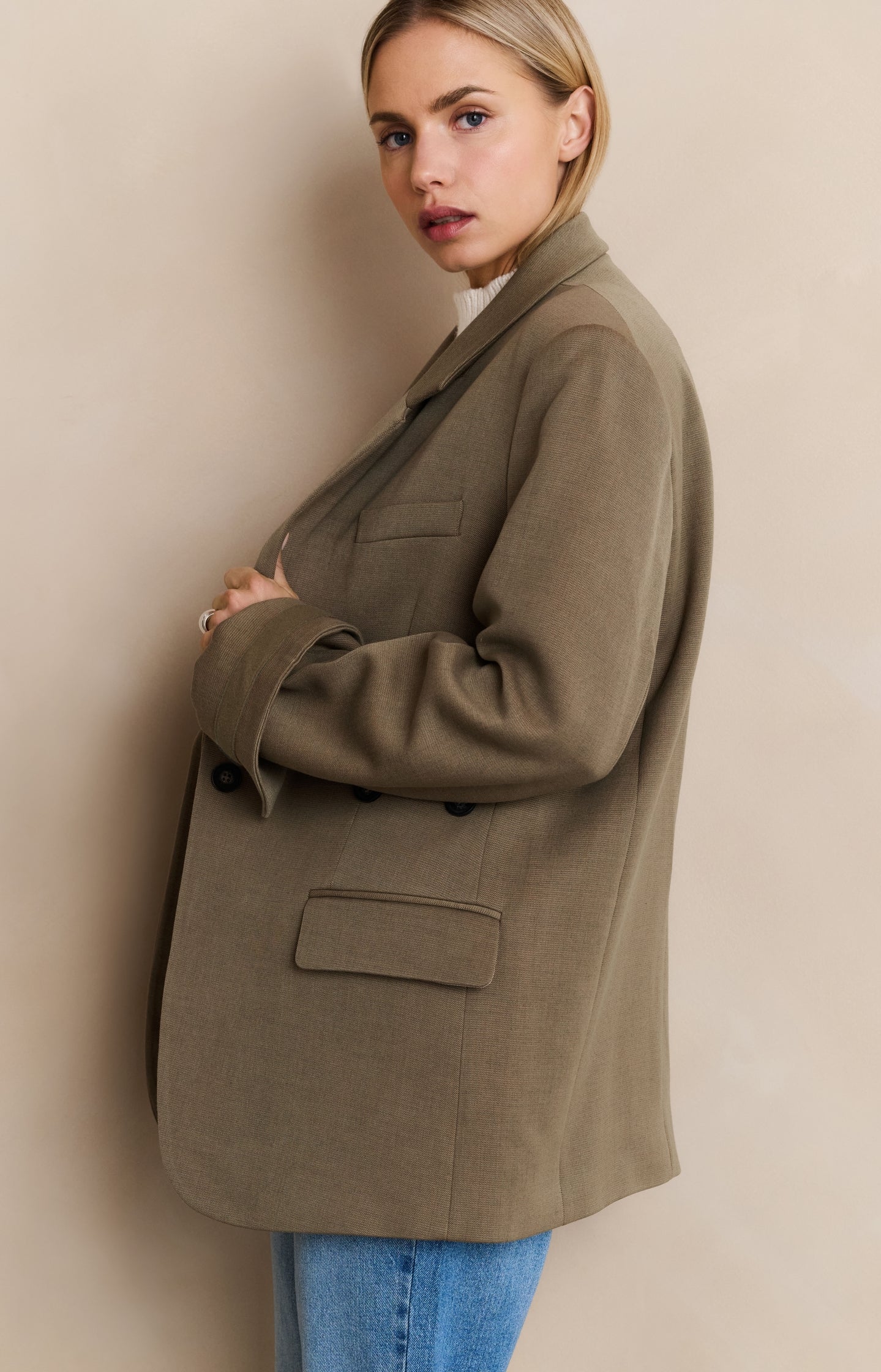 Oversized blazer with sleeve tape detail