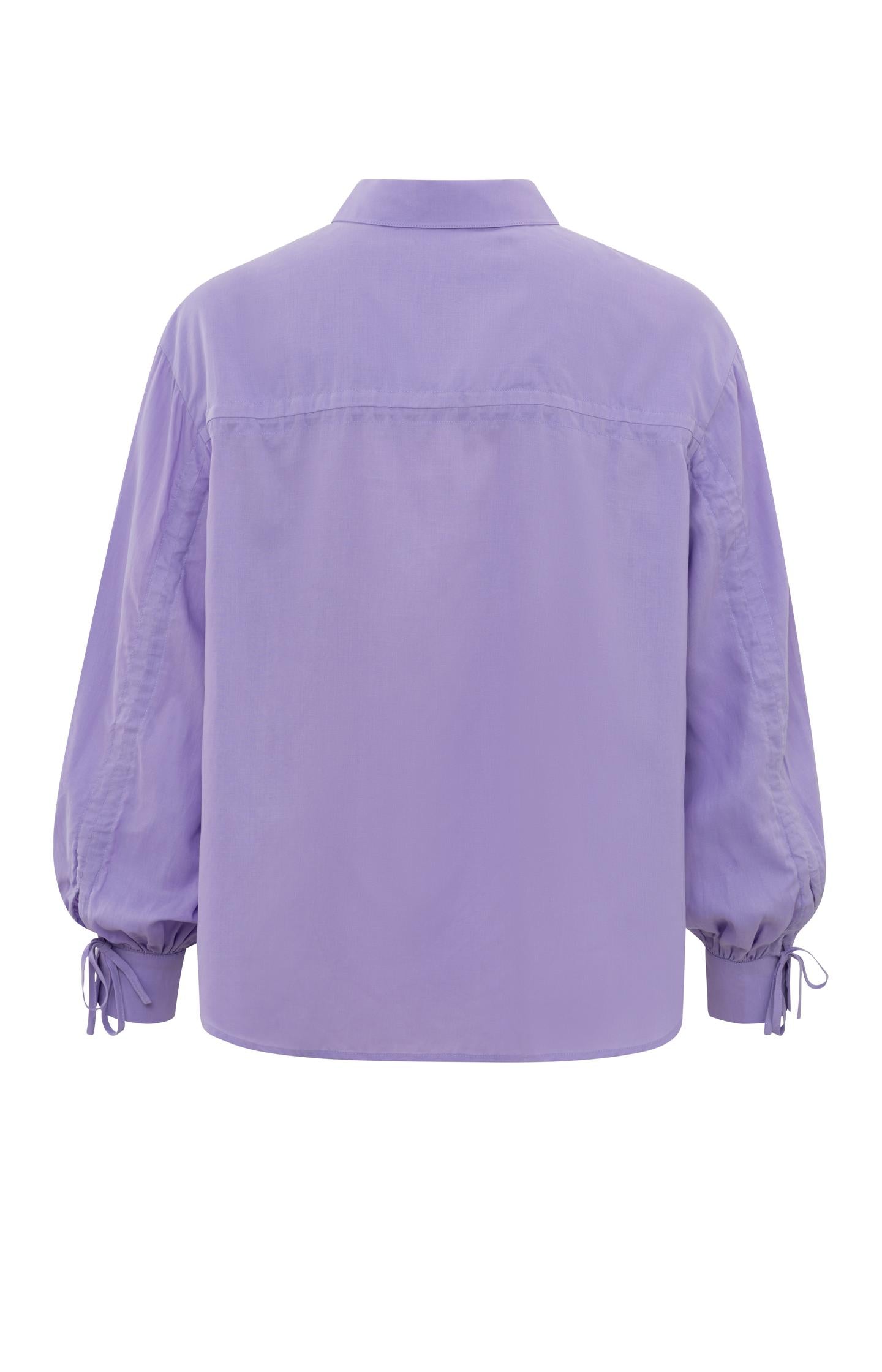 Oversized blouse with long puff sleeves, collar and buttons