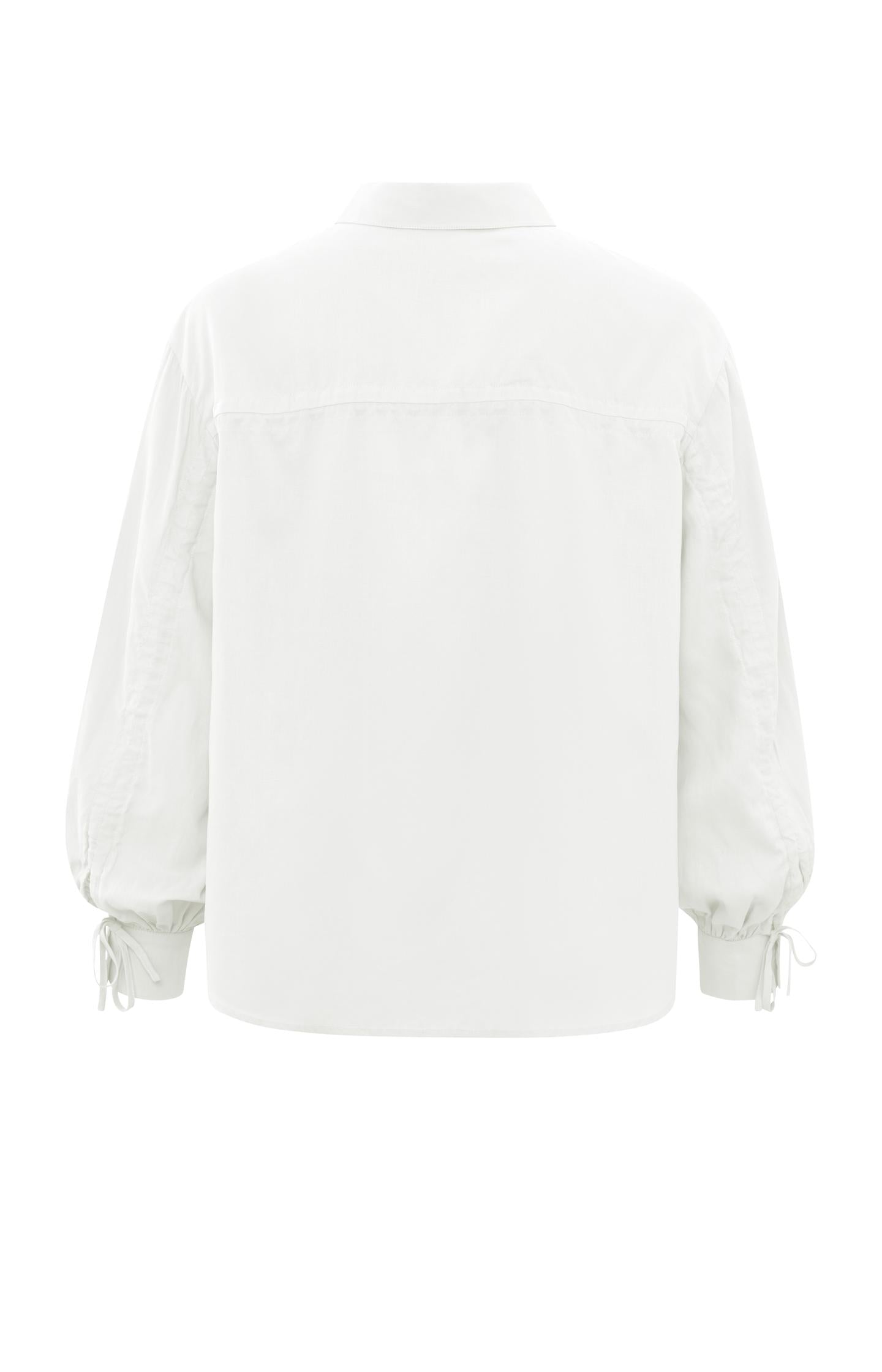 Oversized blouse with long puff sleeves, collar and buttons