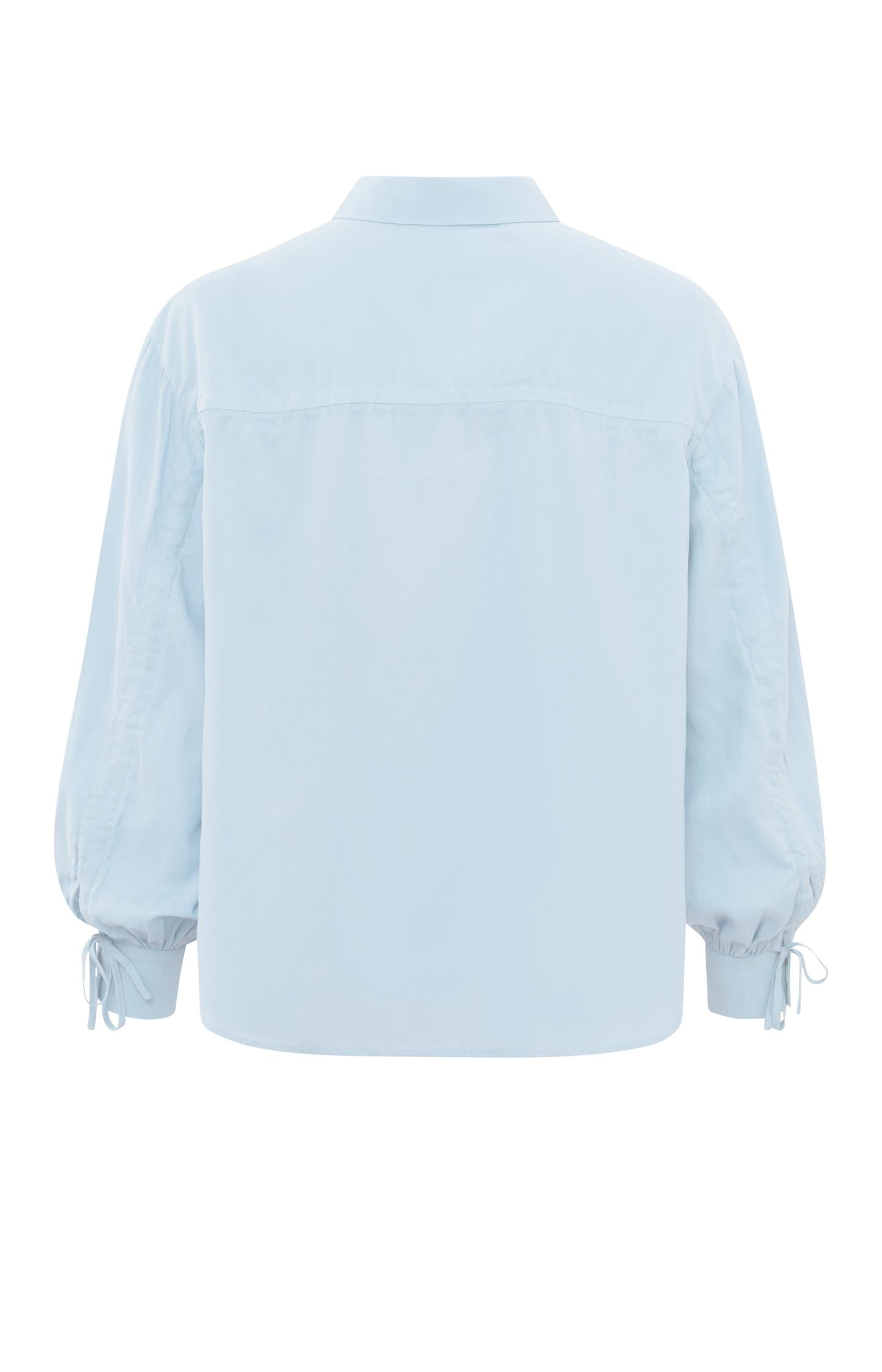 Oversized blouse with long puff sleeves, collar and buttons