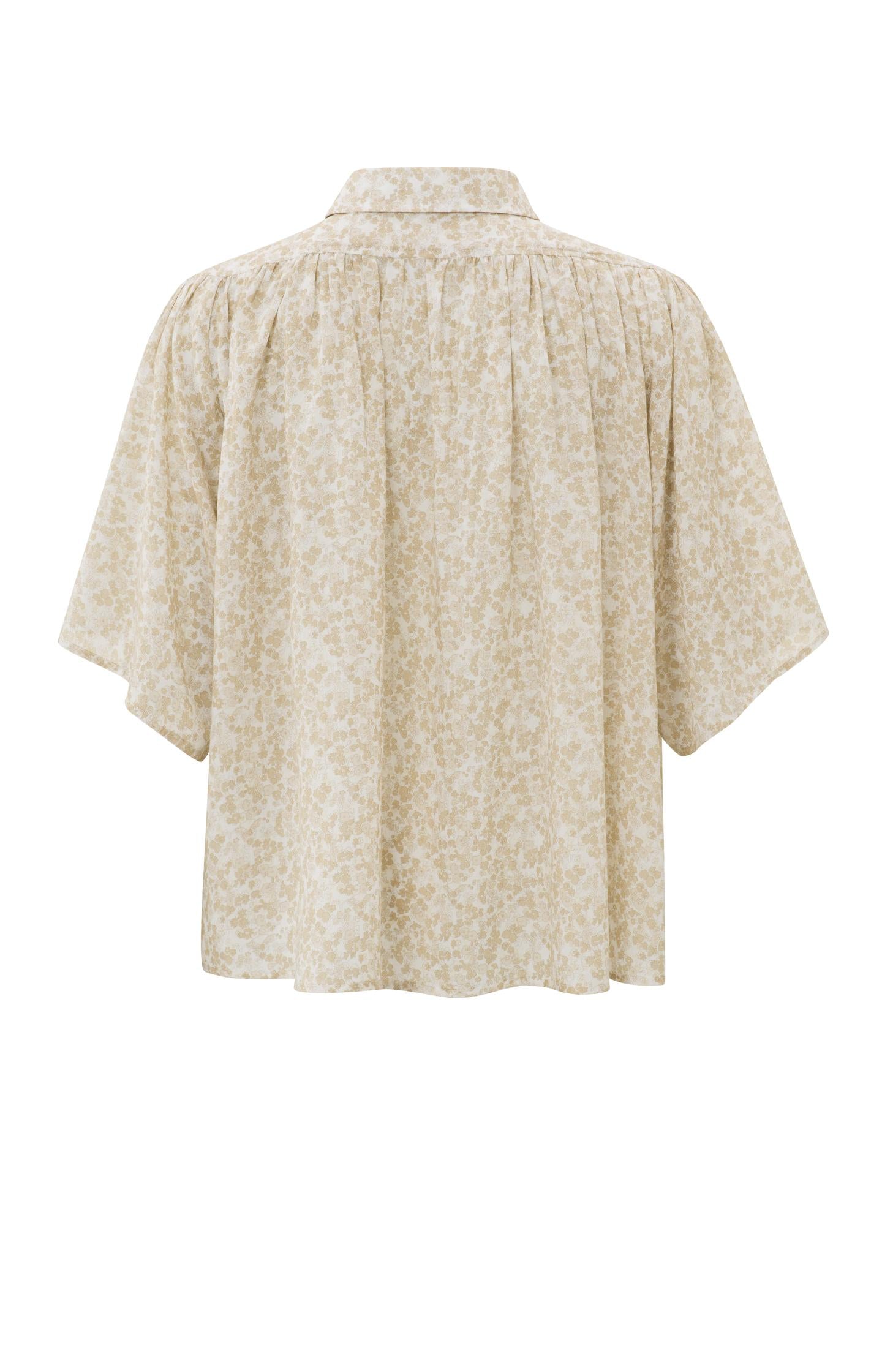 Oversized blouse with mid-length pleated and floral print