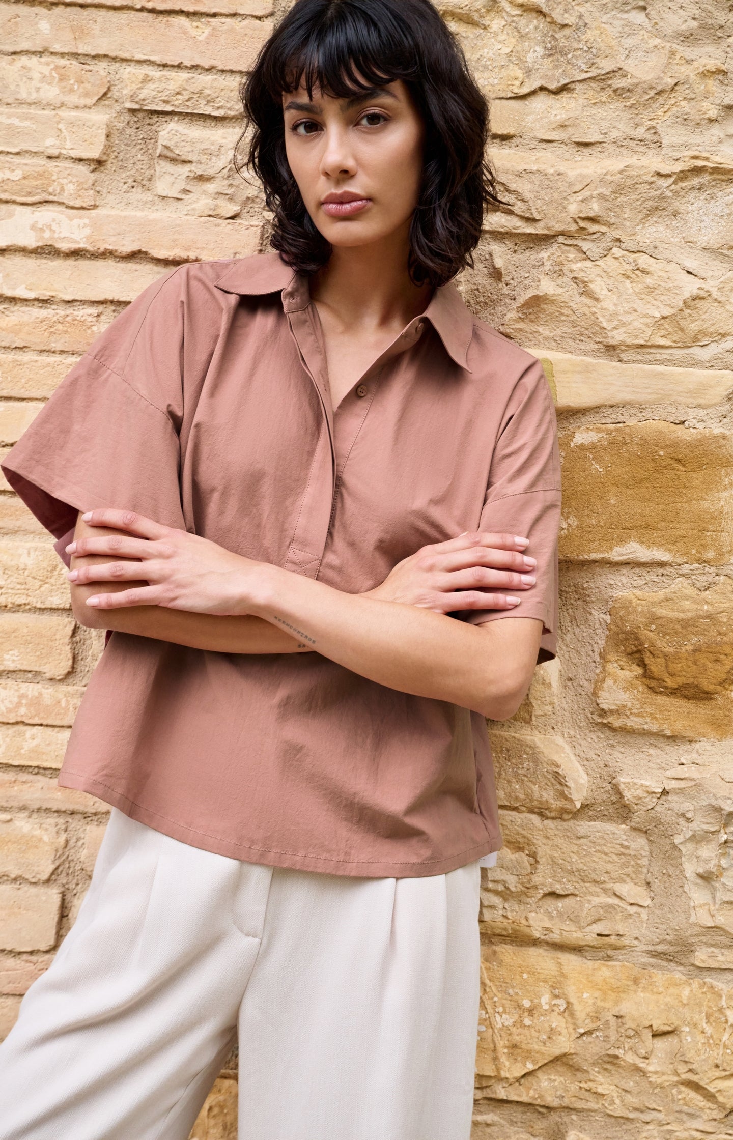 Oversized blouse with sleeve detail