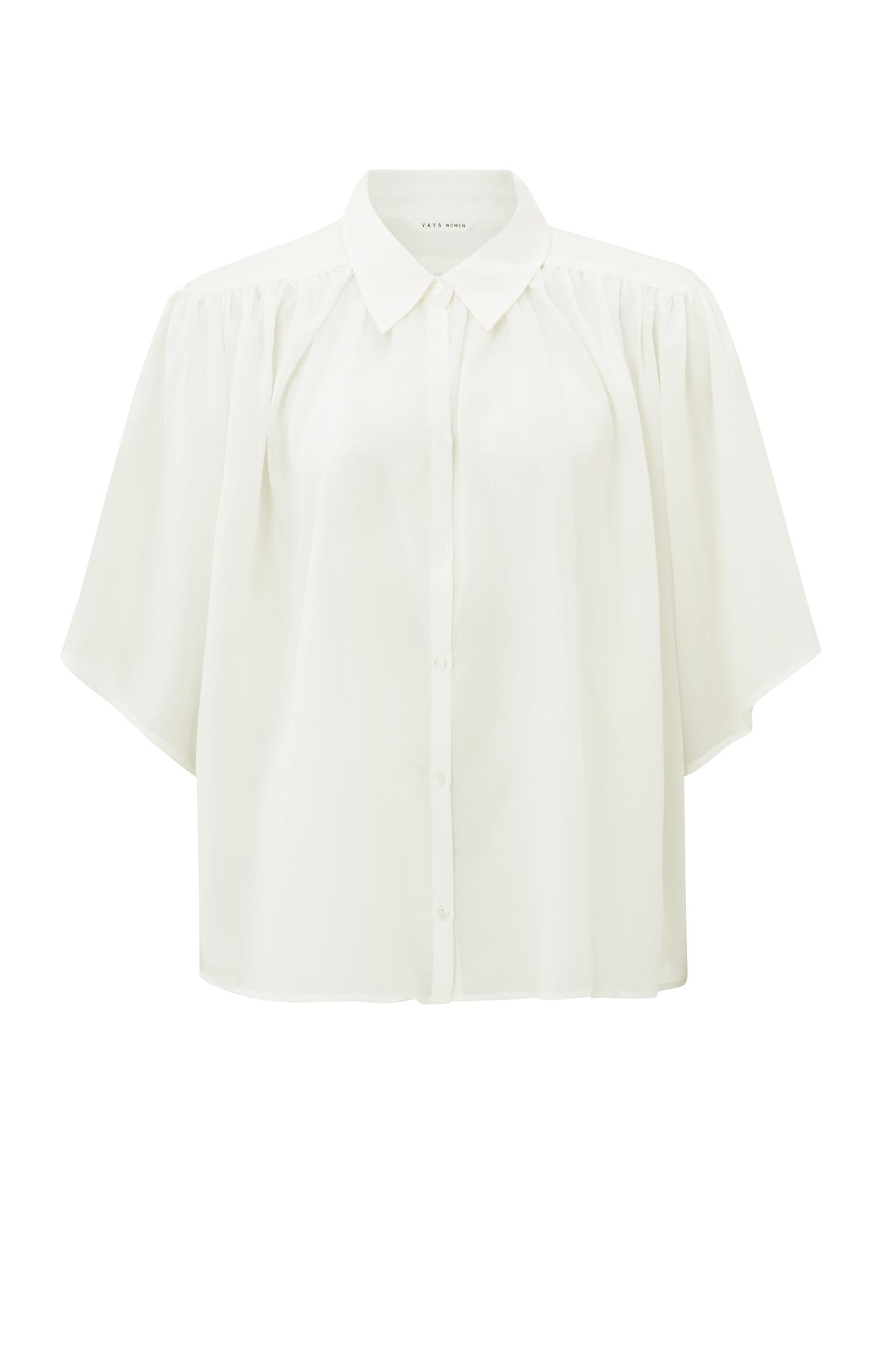 Oversized blouse with wide sleeves and pleated details - Type: product