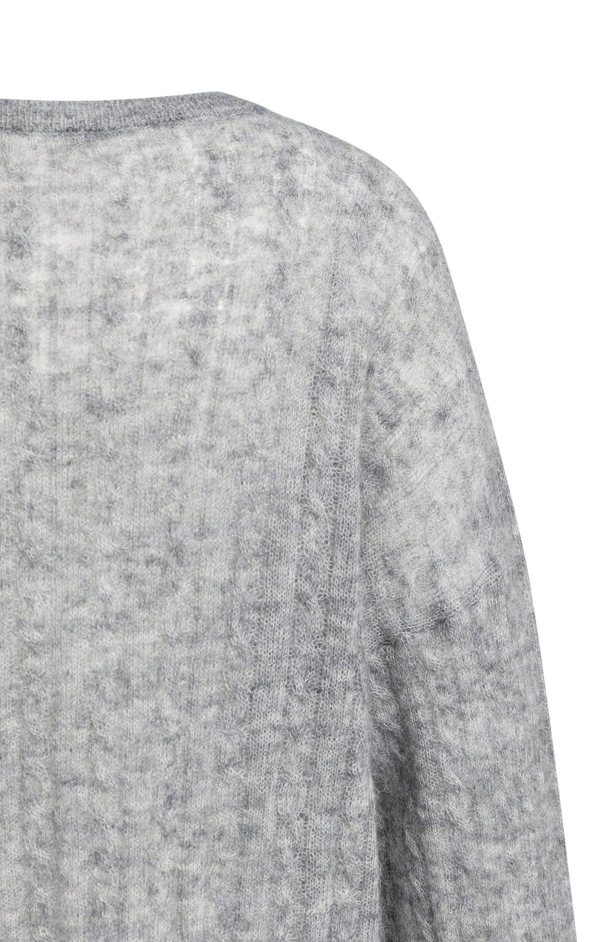 Oversized cable sweater with boat neckline