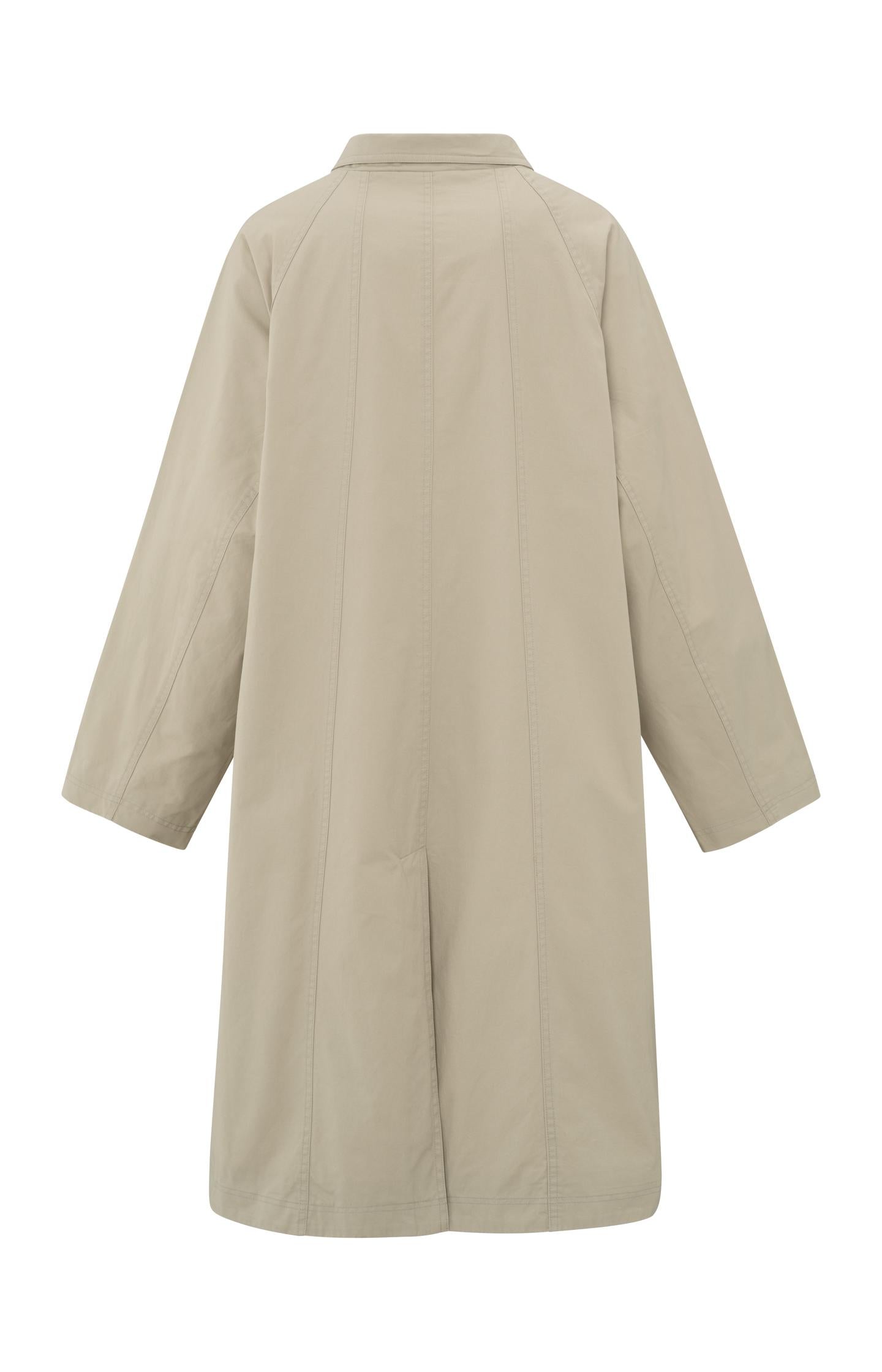 Oversized coat in cotton-woven fabric with button closure