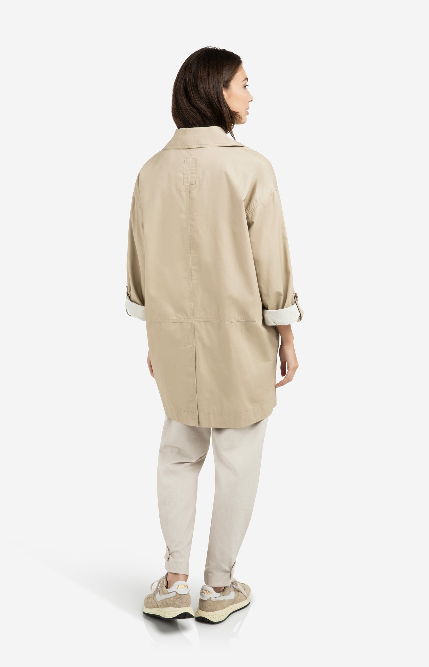 Oversized cotton jacket with buttons and patch pockets