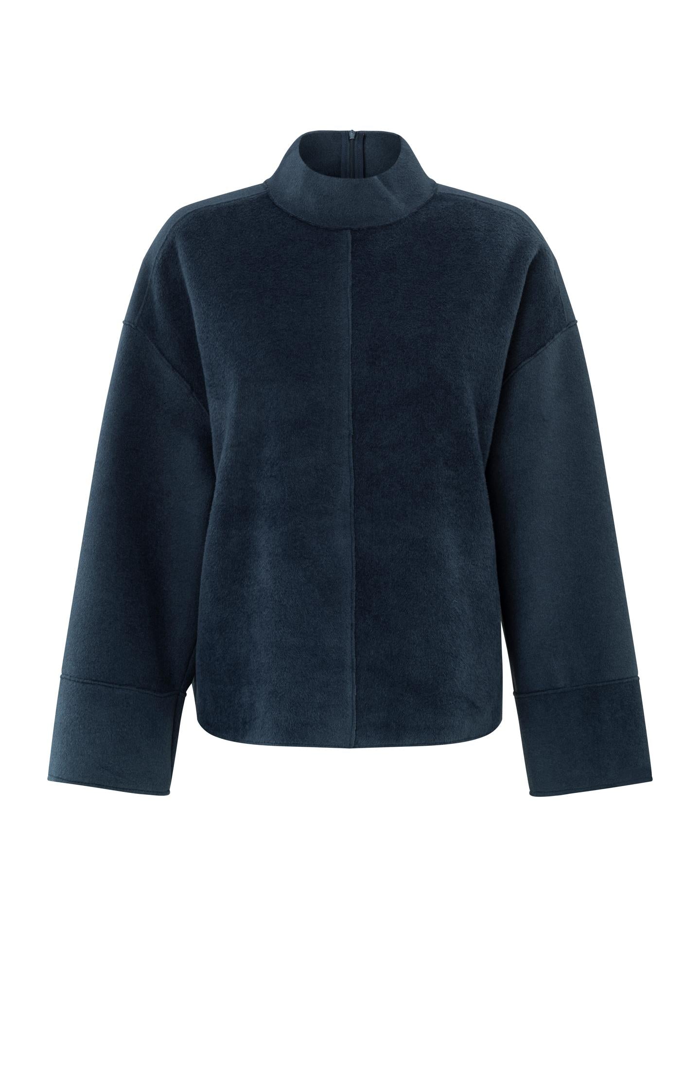 Oversized dark blue sweatshirt with high neck - Type: product