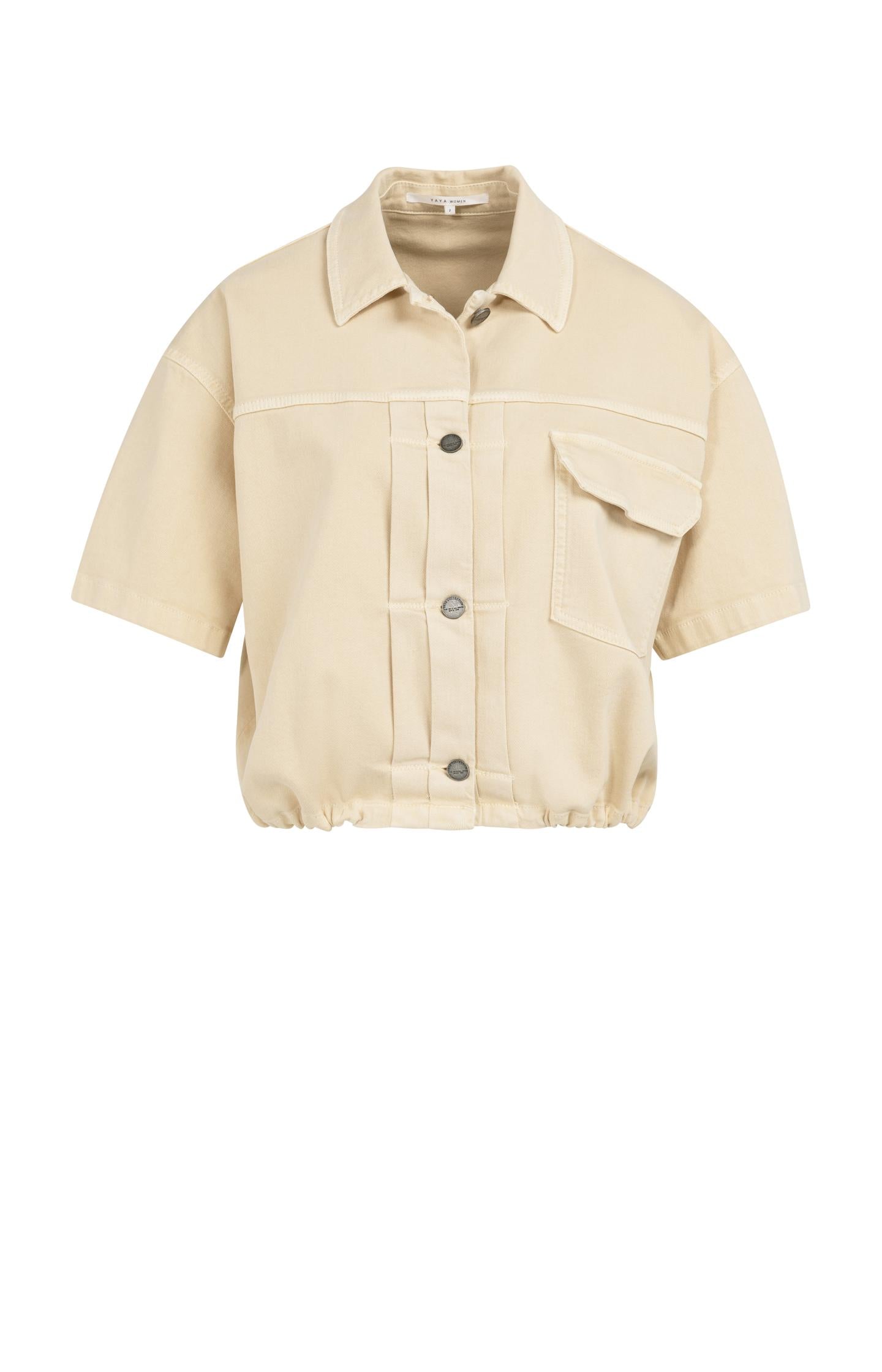 Oversized denim worker jacket with short sleeves - Type: product