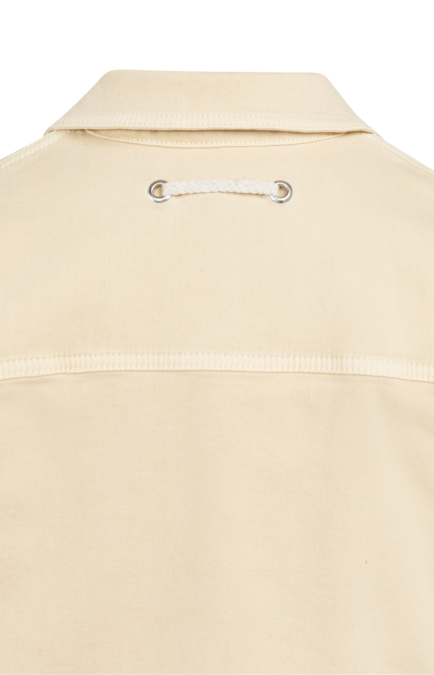 Oversized denim worker jacket with short sleeves