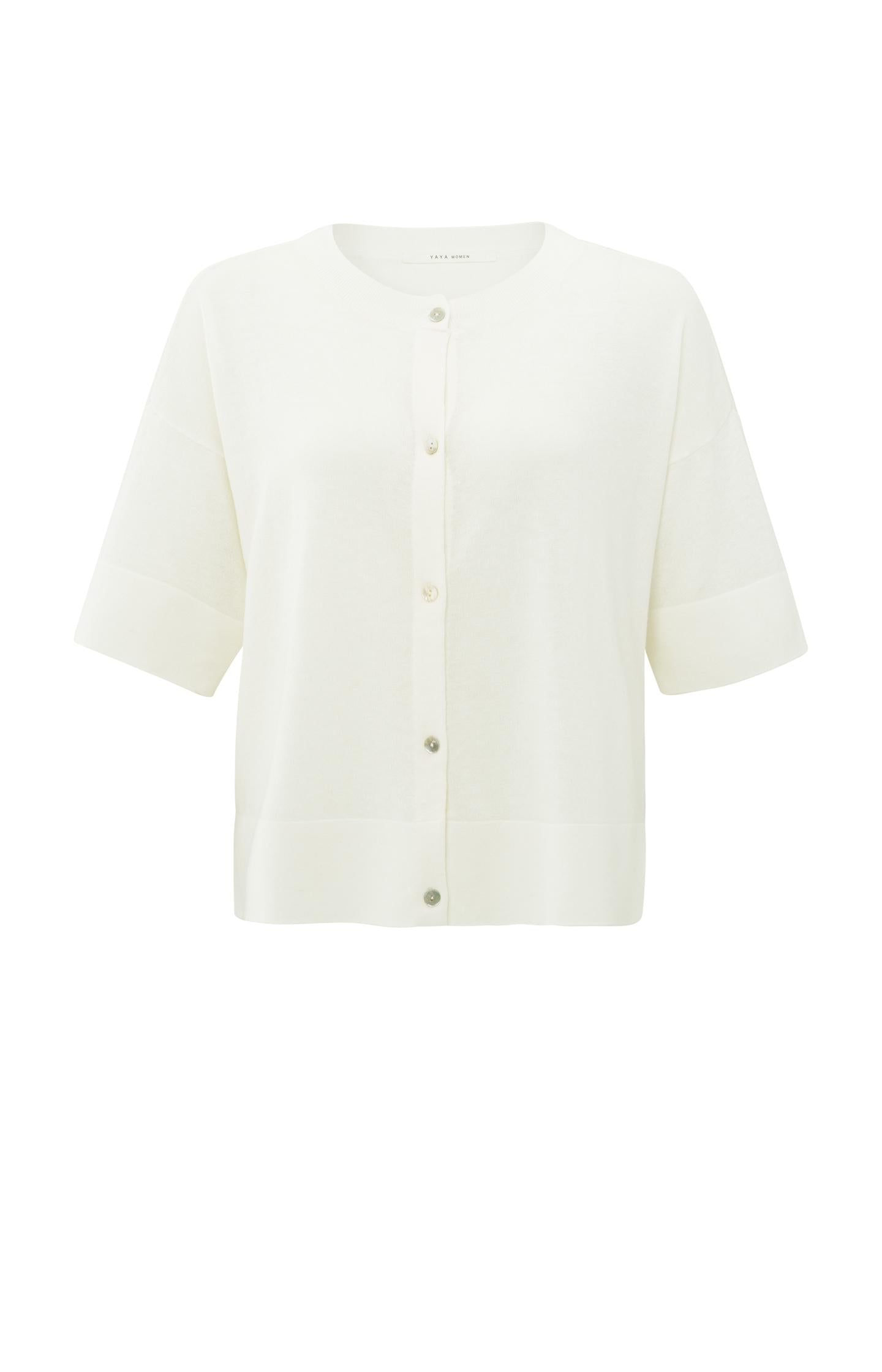 Oversized fine knit cardigan with short sleeves - Type: product