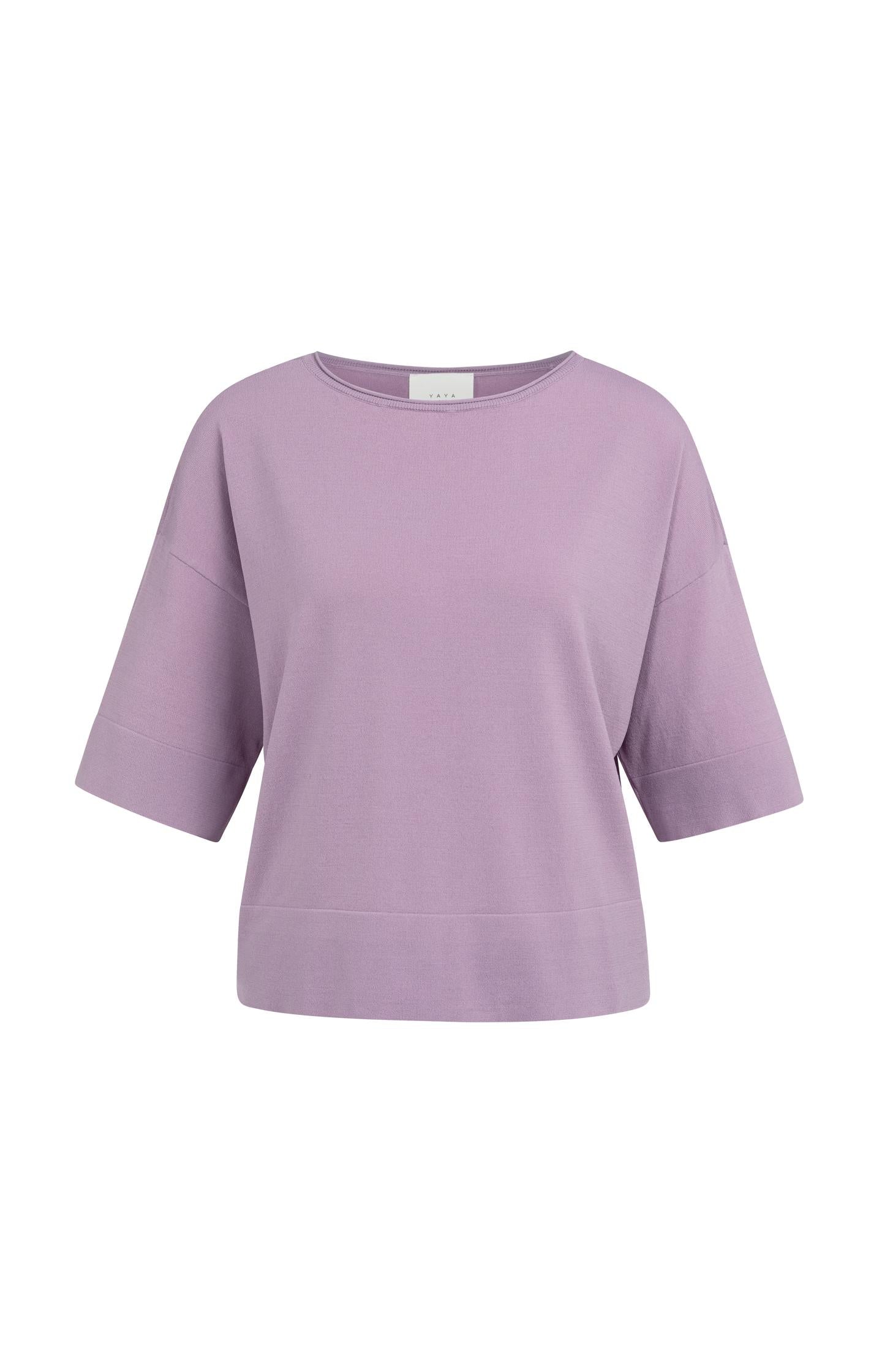 Oversized fine-knit T-shirt with boat neckline