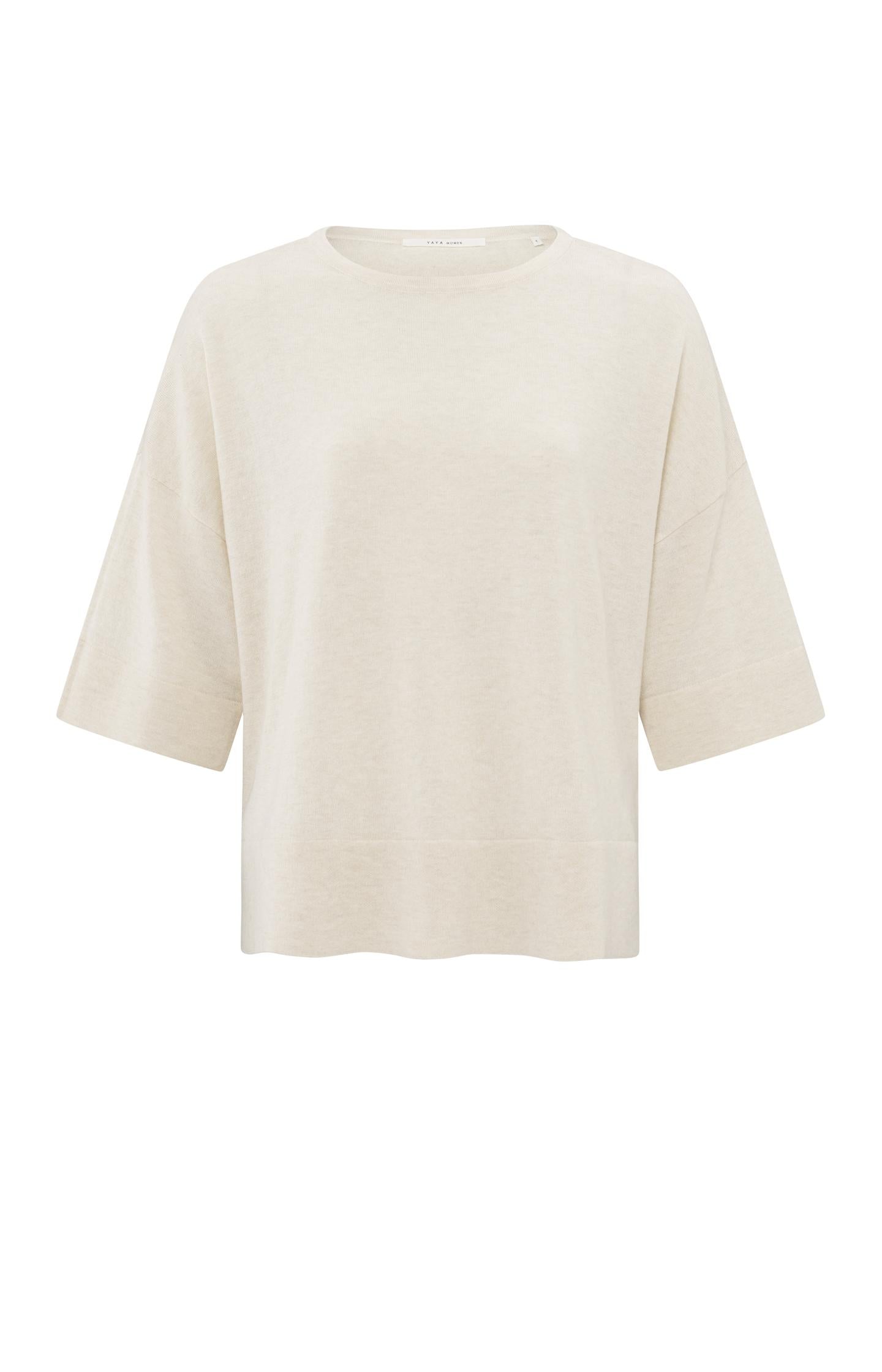 Oversized fine knitted T-shirt with mid-length sleeves - Type: product