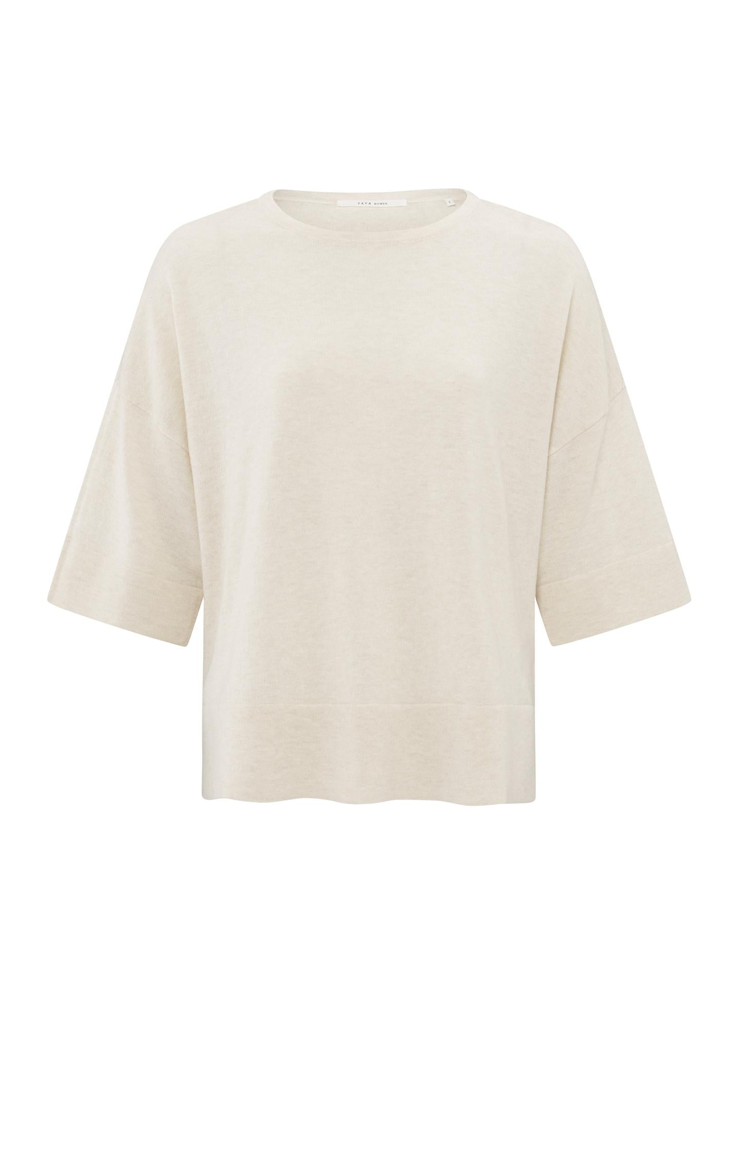 Oversized fine knitted T-shirt with mid-length sleeves - Type: product