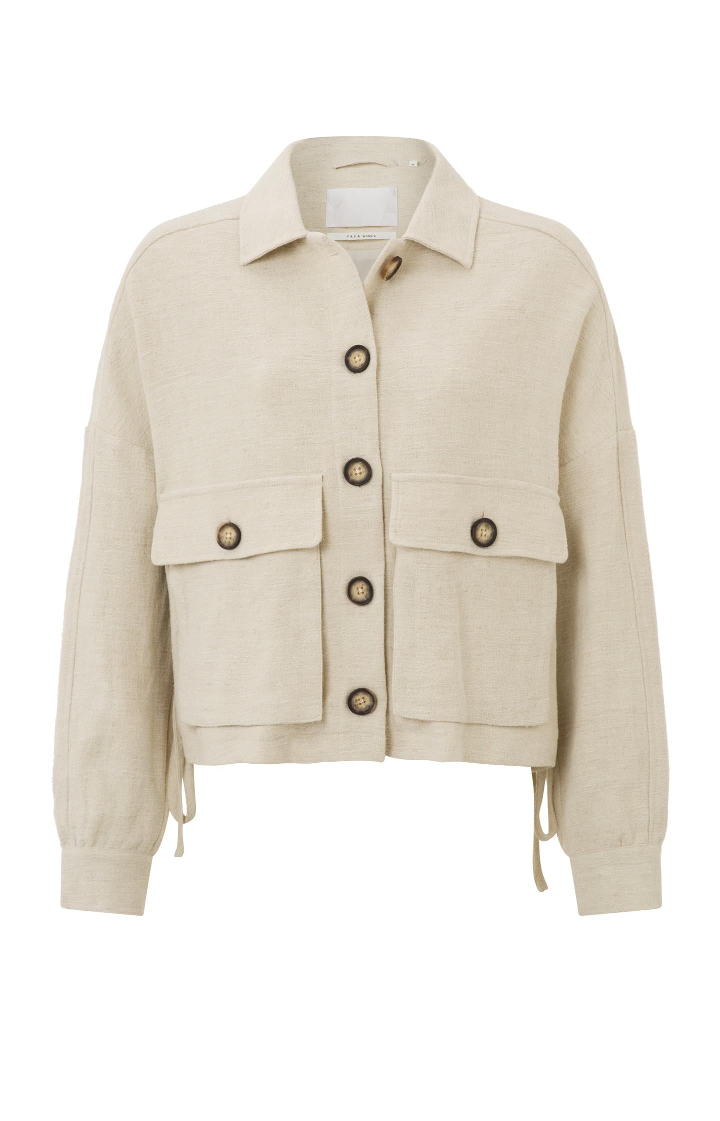 Oversized jacket with pockets, buttons and drawstring - Type: product