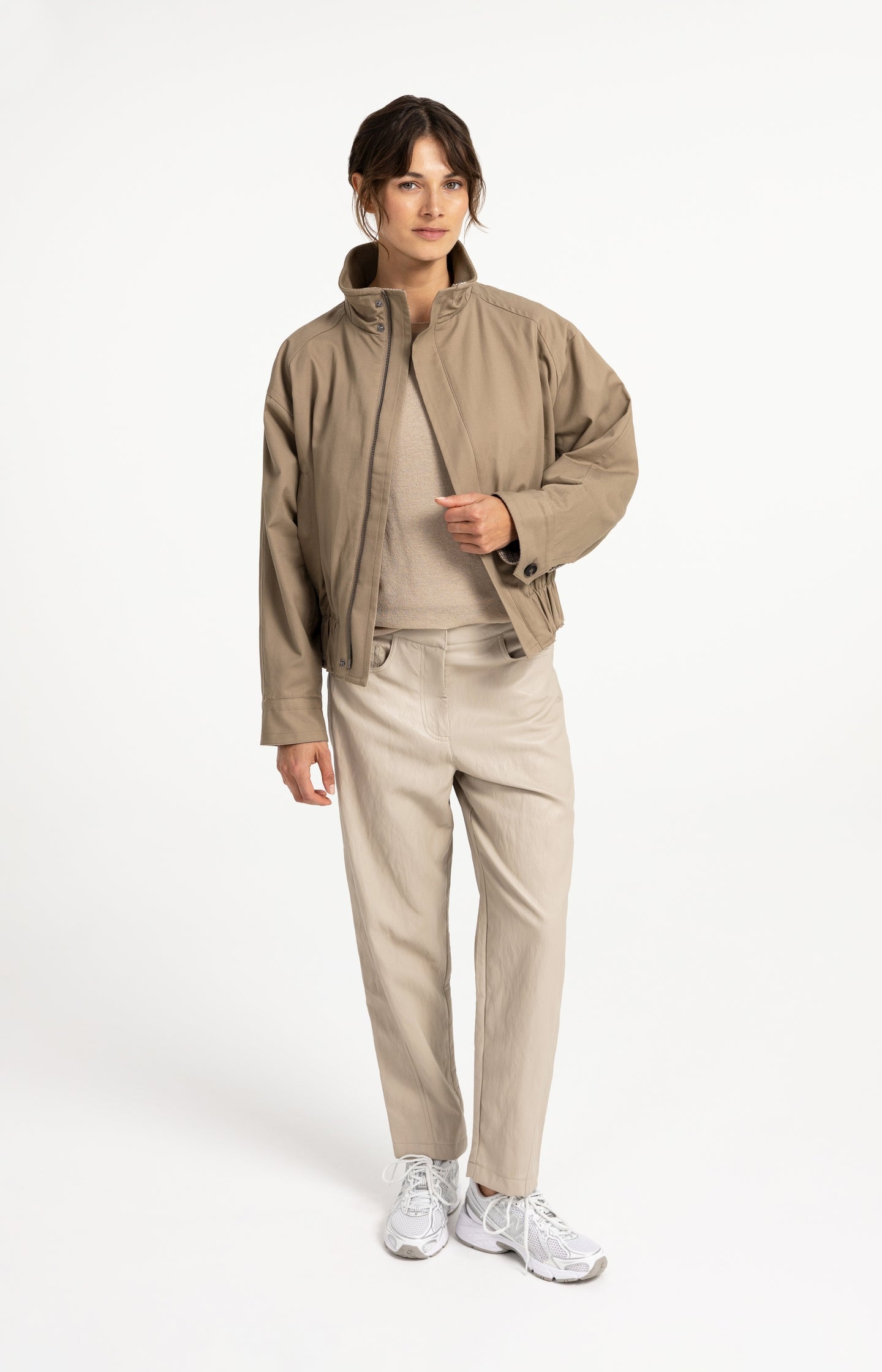 Oversized jacket with stand collar