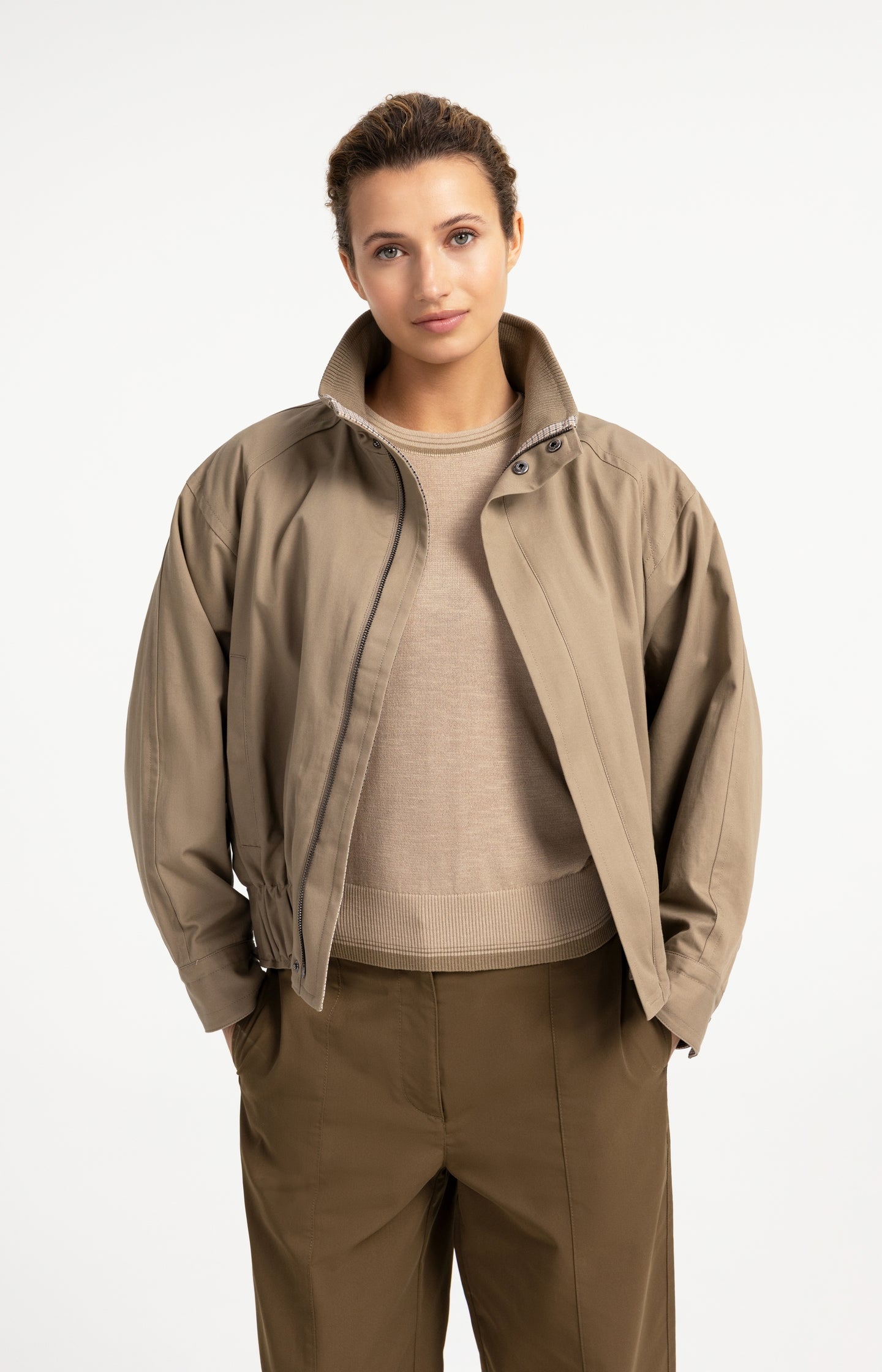 Oversized jacket with stand collar