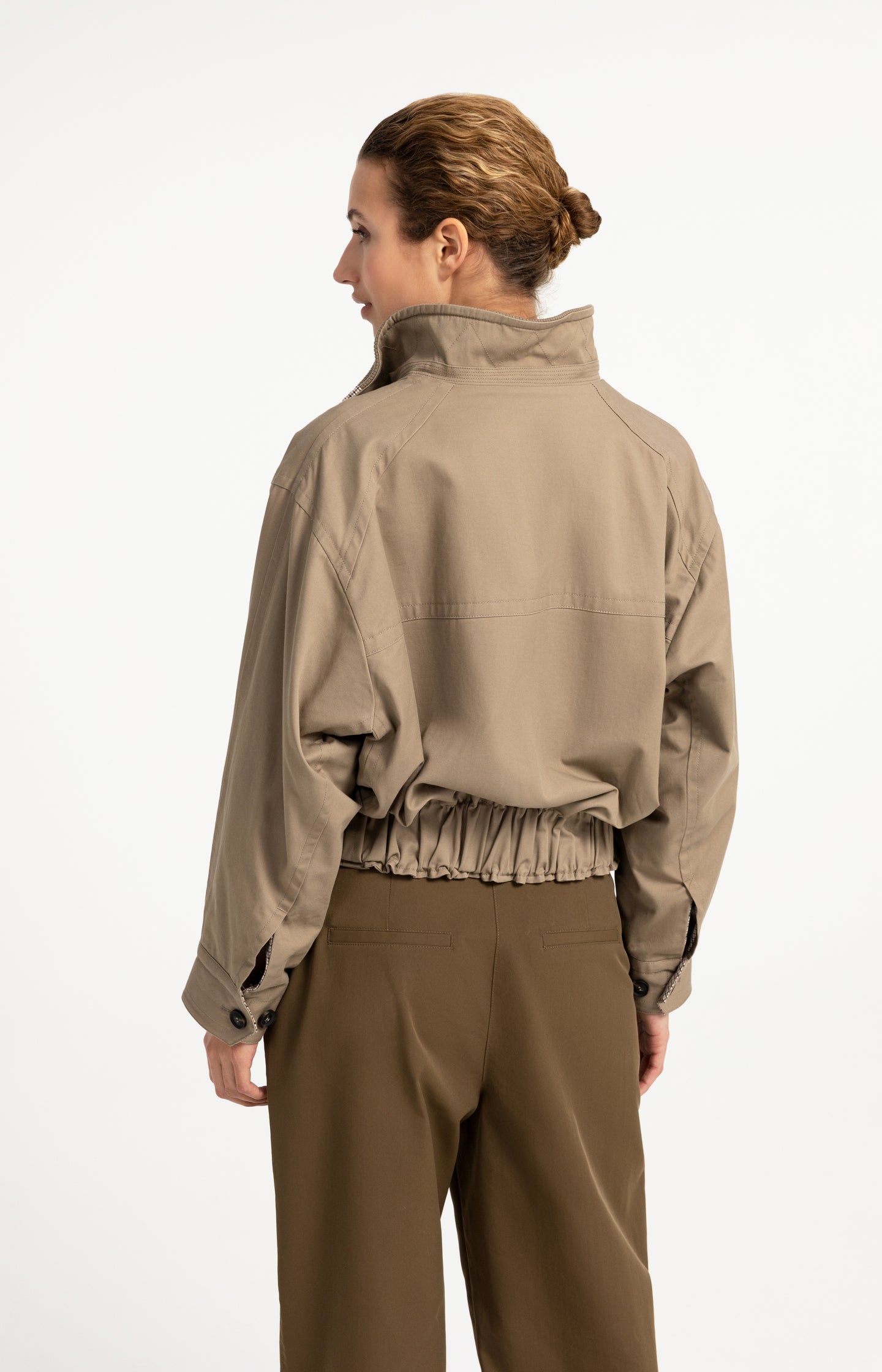 Oversized jacket with stand collar