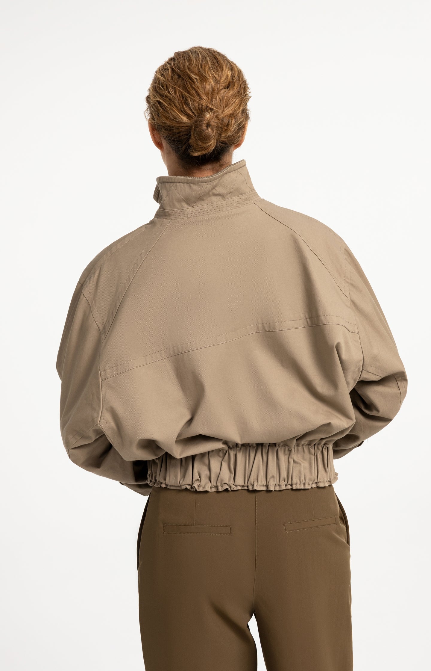Oversized jacket with stand collar