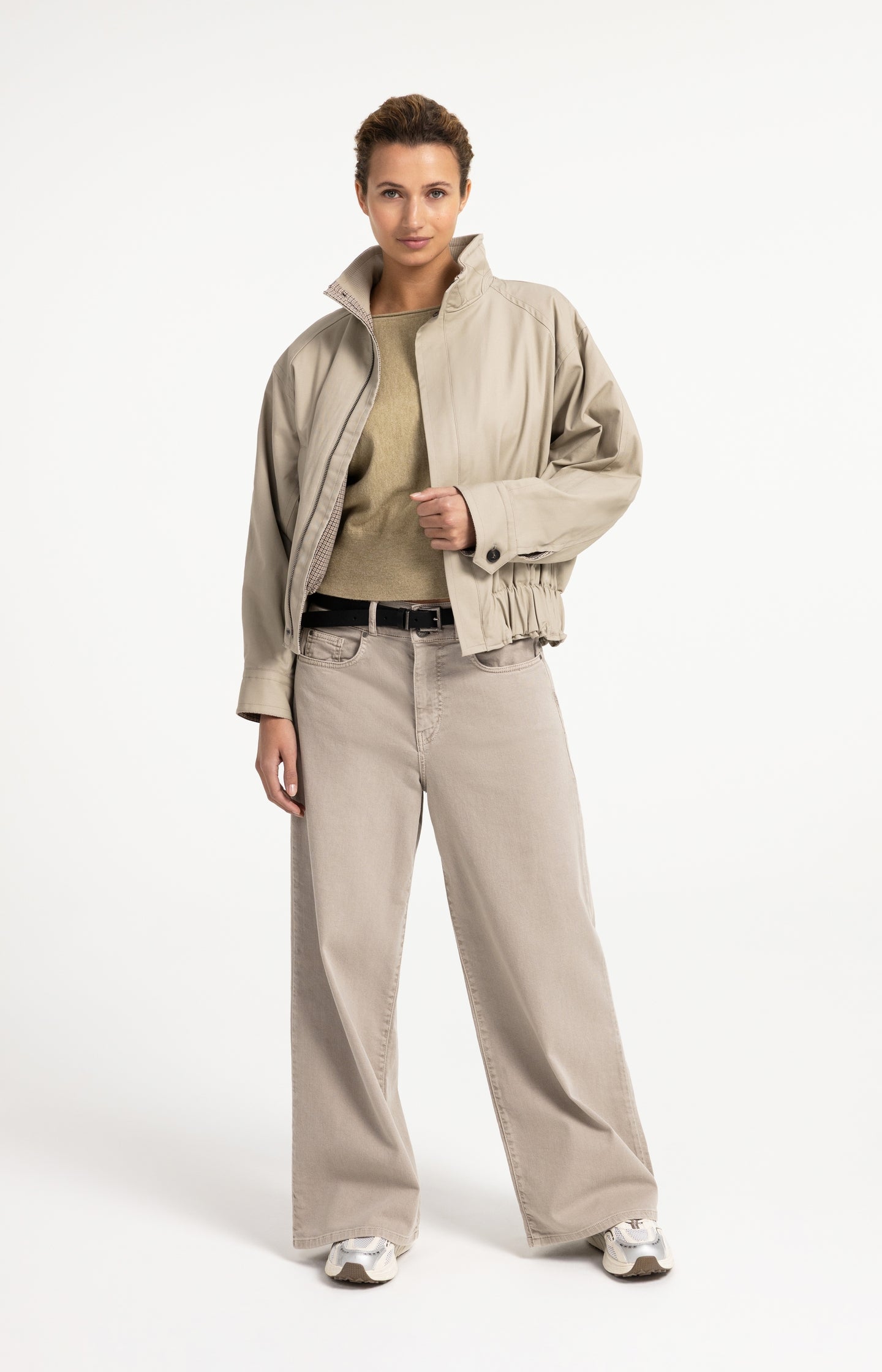 Oversized jacket with stand collar