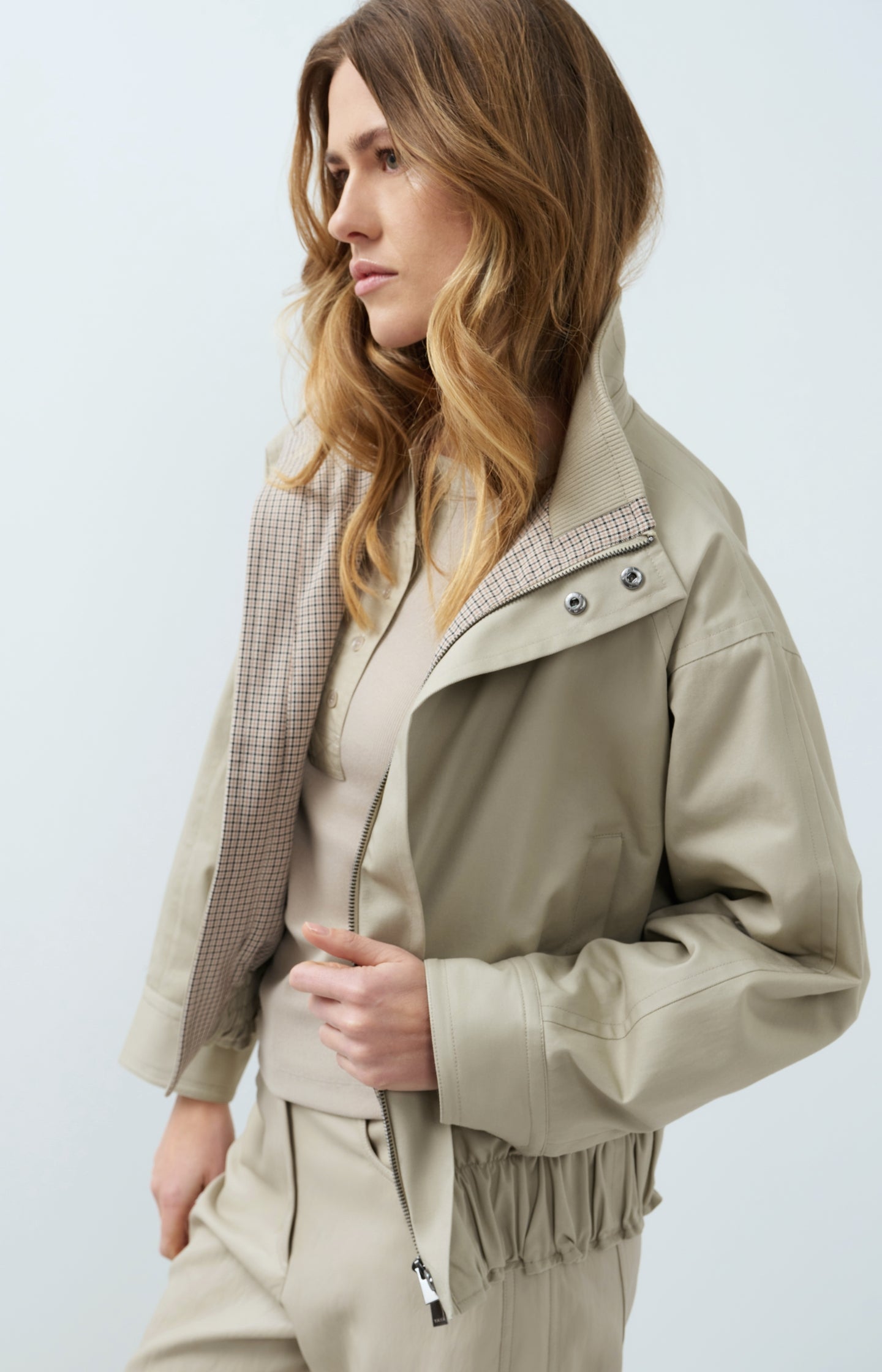 Oversized jacket with stand collar