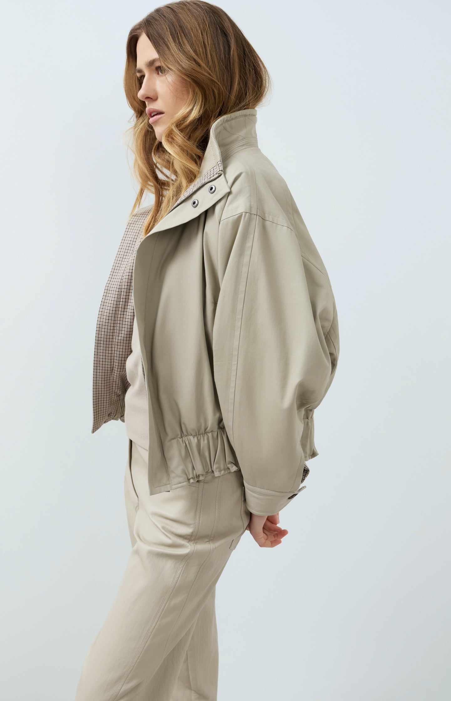 Oversized jacket with stand collar