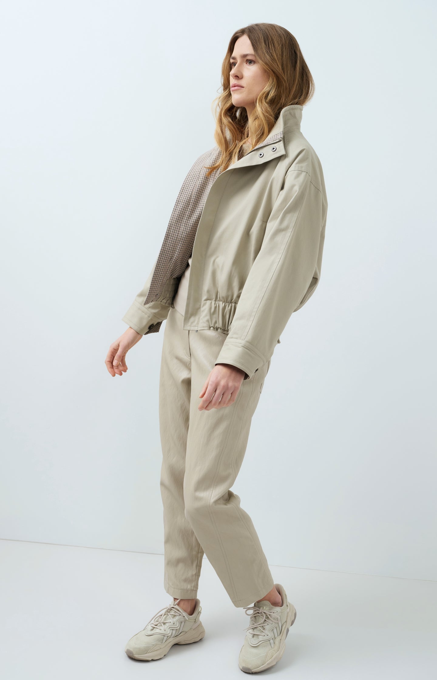 Oversized jacket with stand collar