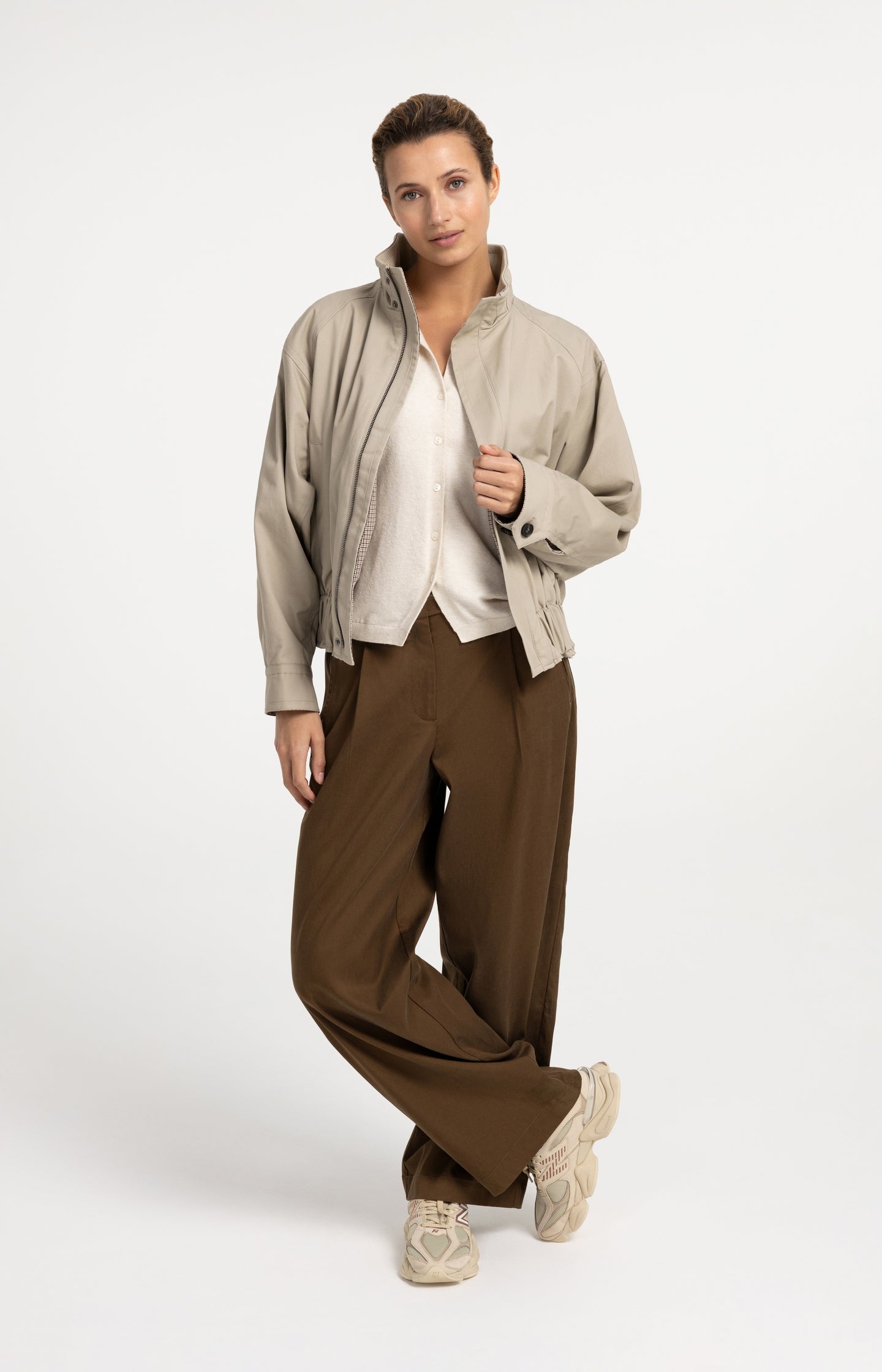 Oversized jacket with stand collar