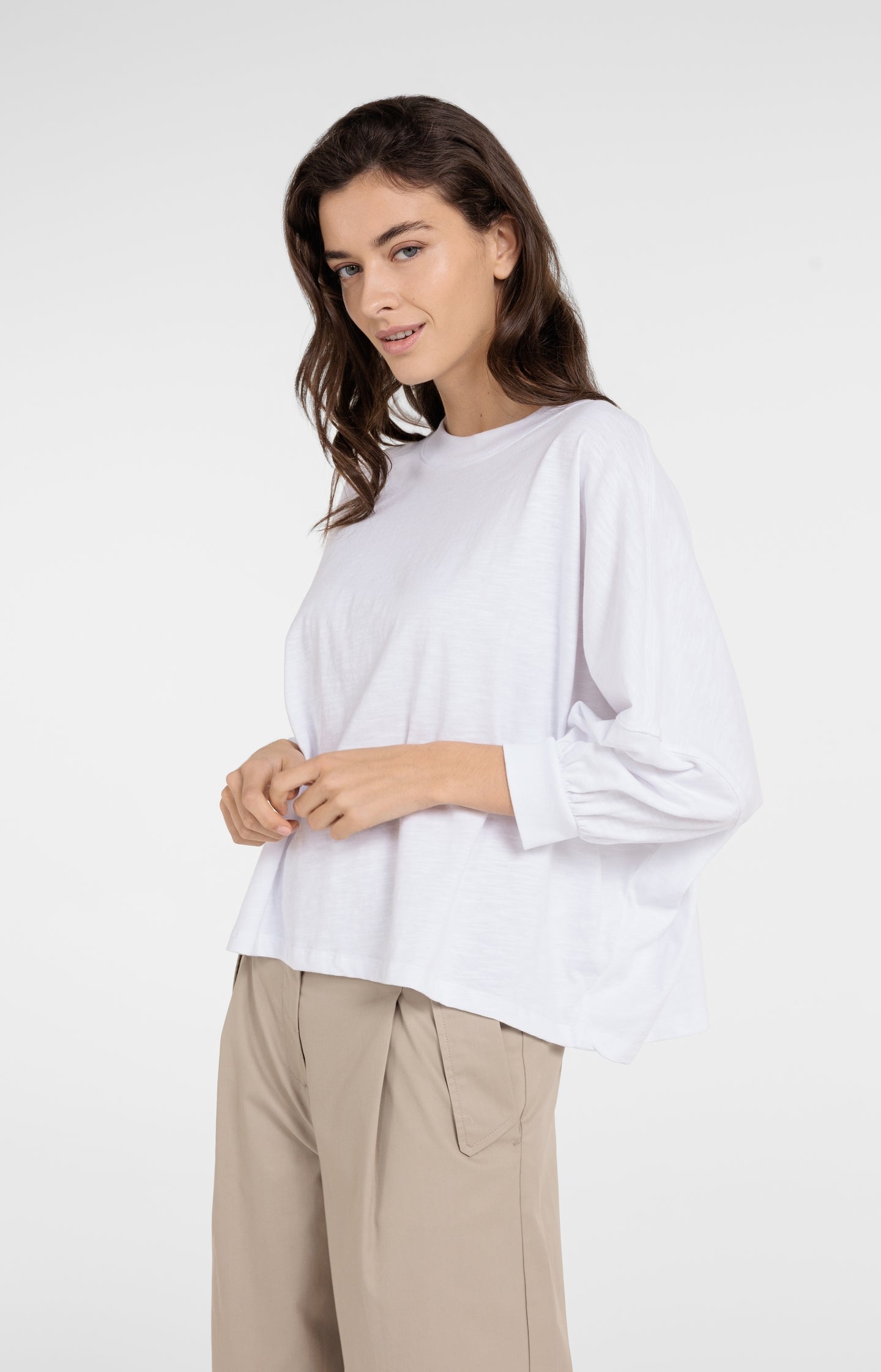 Oversized jersey top with elasticated cuffs