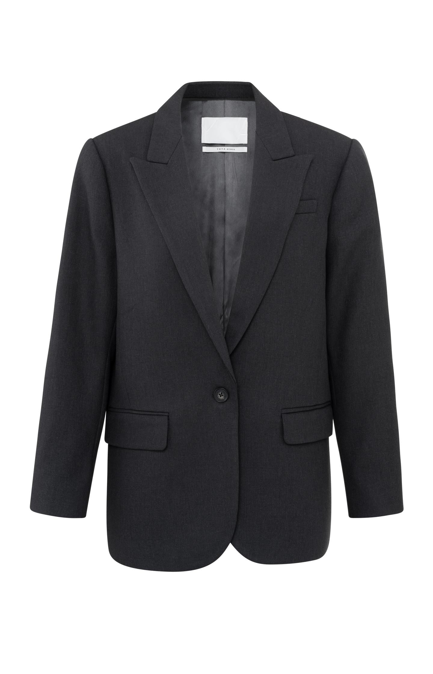 Oversized long sleeve blazer with pockets and single button - Type: product