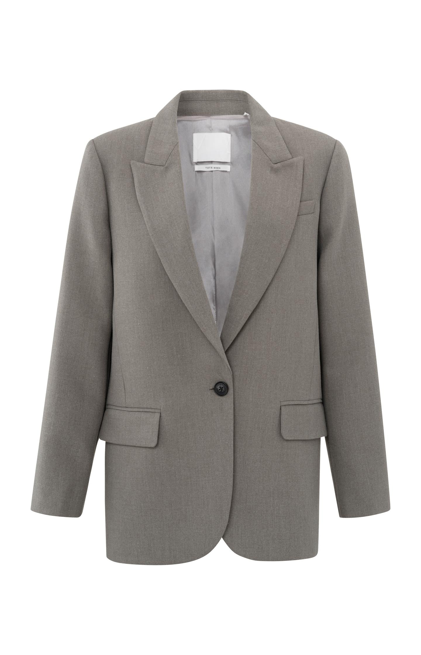 Oversized long sleeve blazer with pockets and single button - Type: product