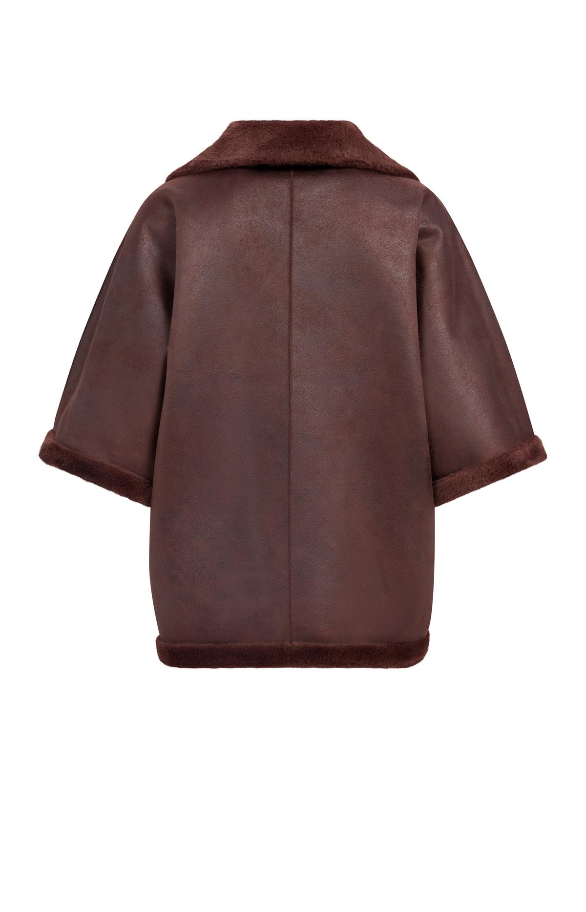 Oversized reversible faux fur jacket - Bitter Chocolate Red