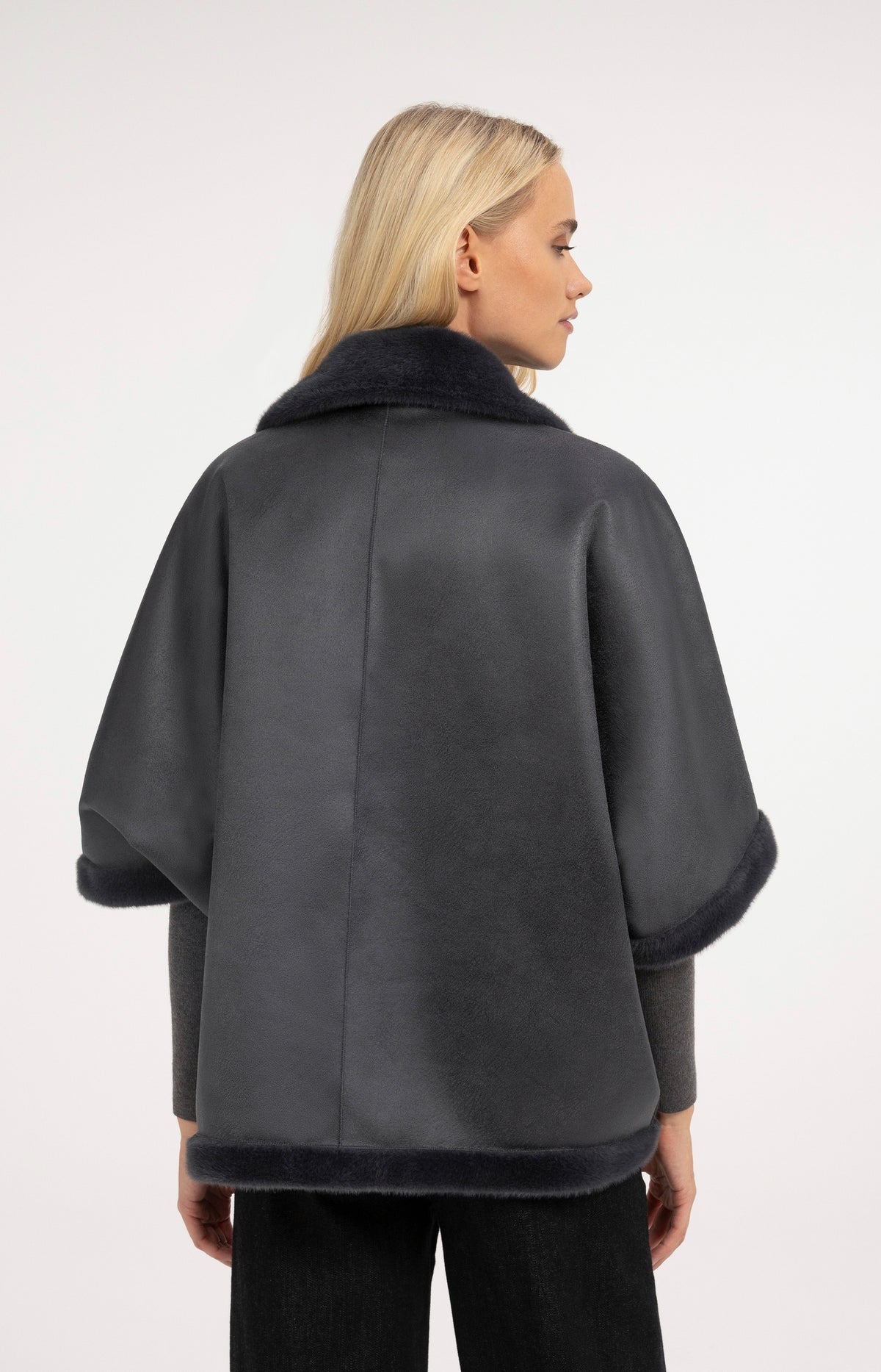Oversized reversible faux fur jacket