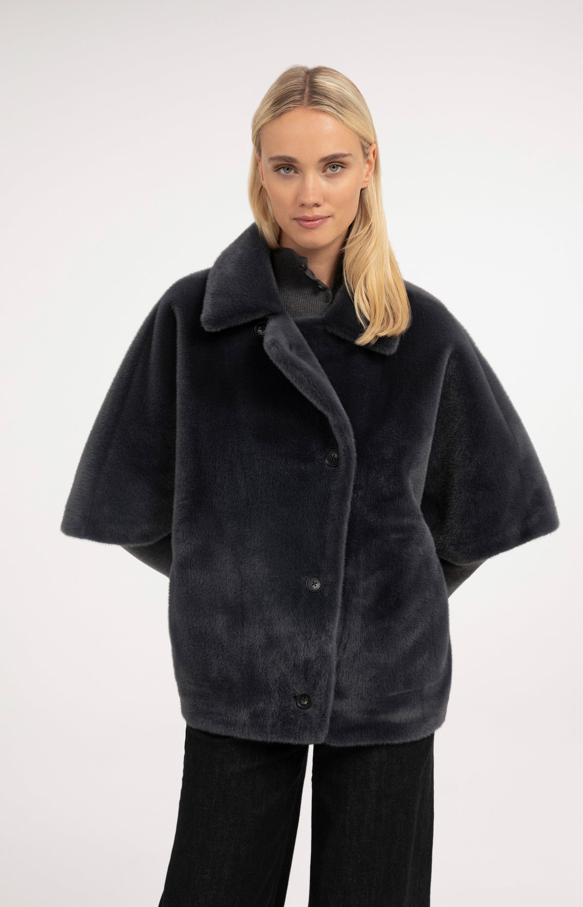 Oversized reversible faux fur jacket - Dark Anthracite