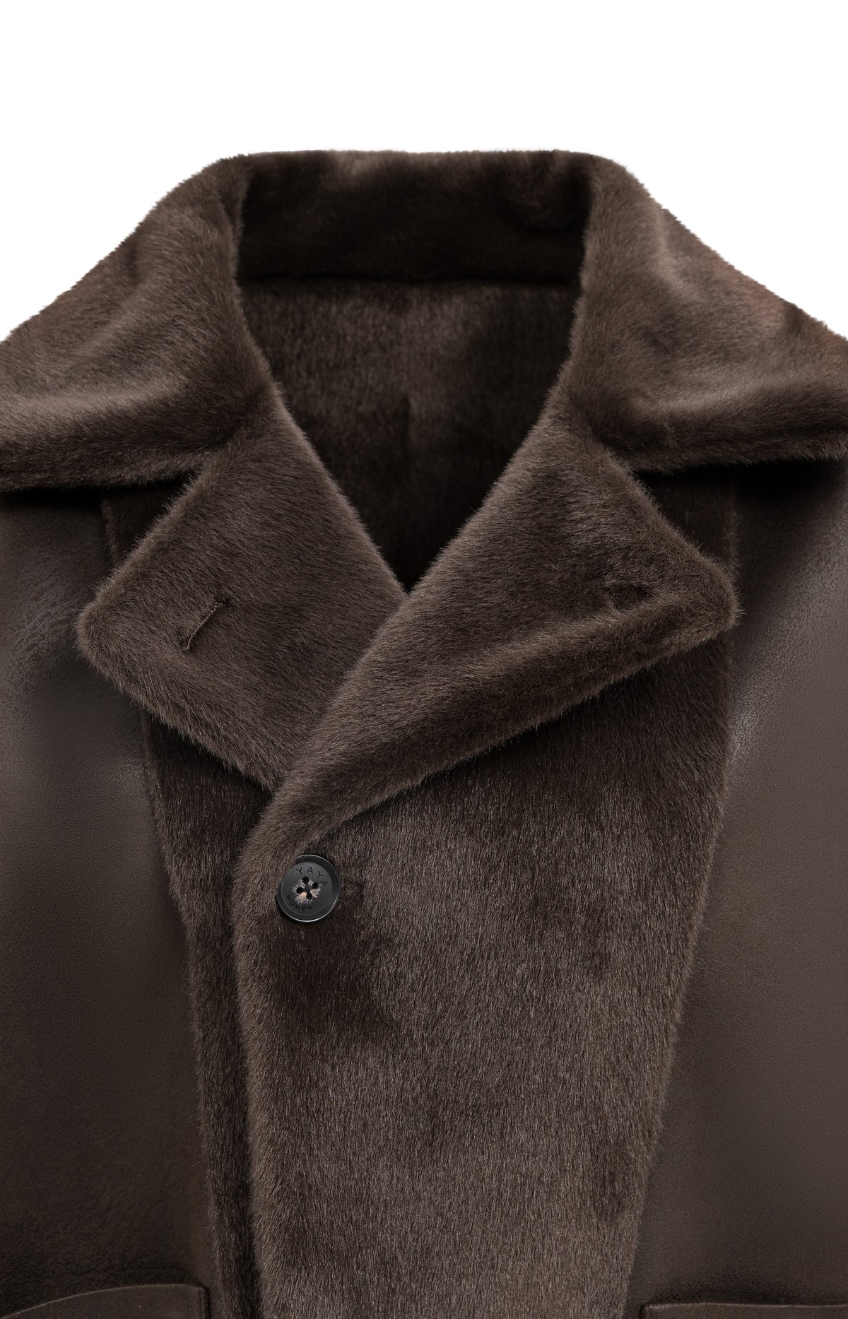 Oversized reversible faux fur jacket - Delicioso Brown