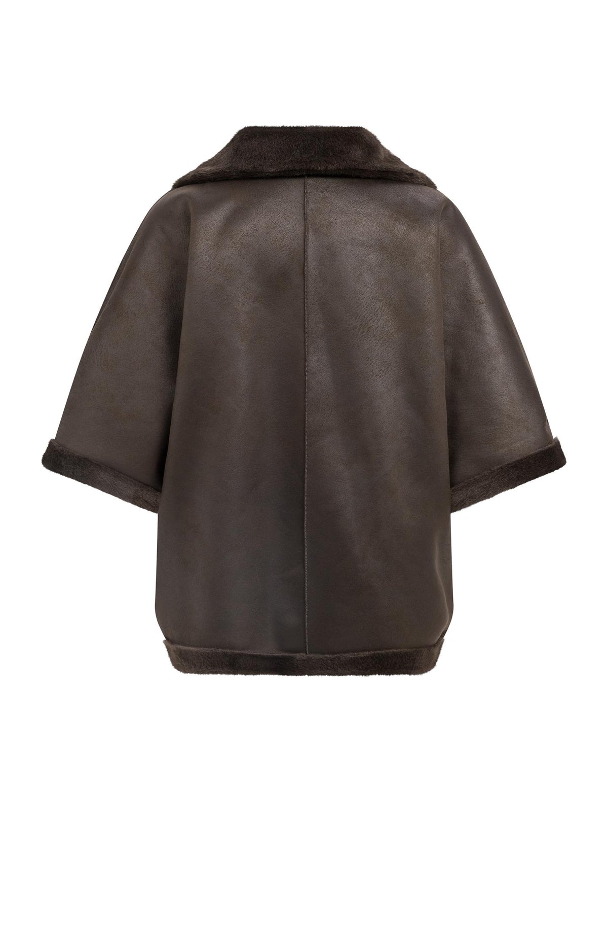 Oversized reversible faux fur jacket - Delicioso Brown