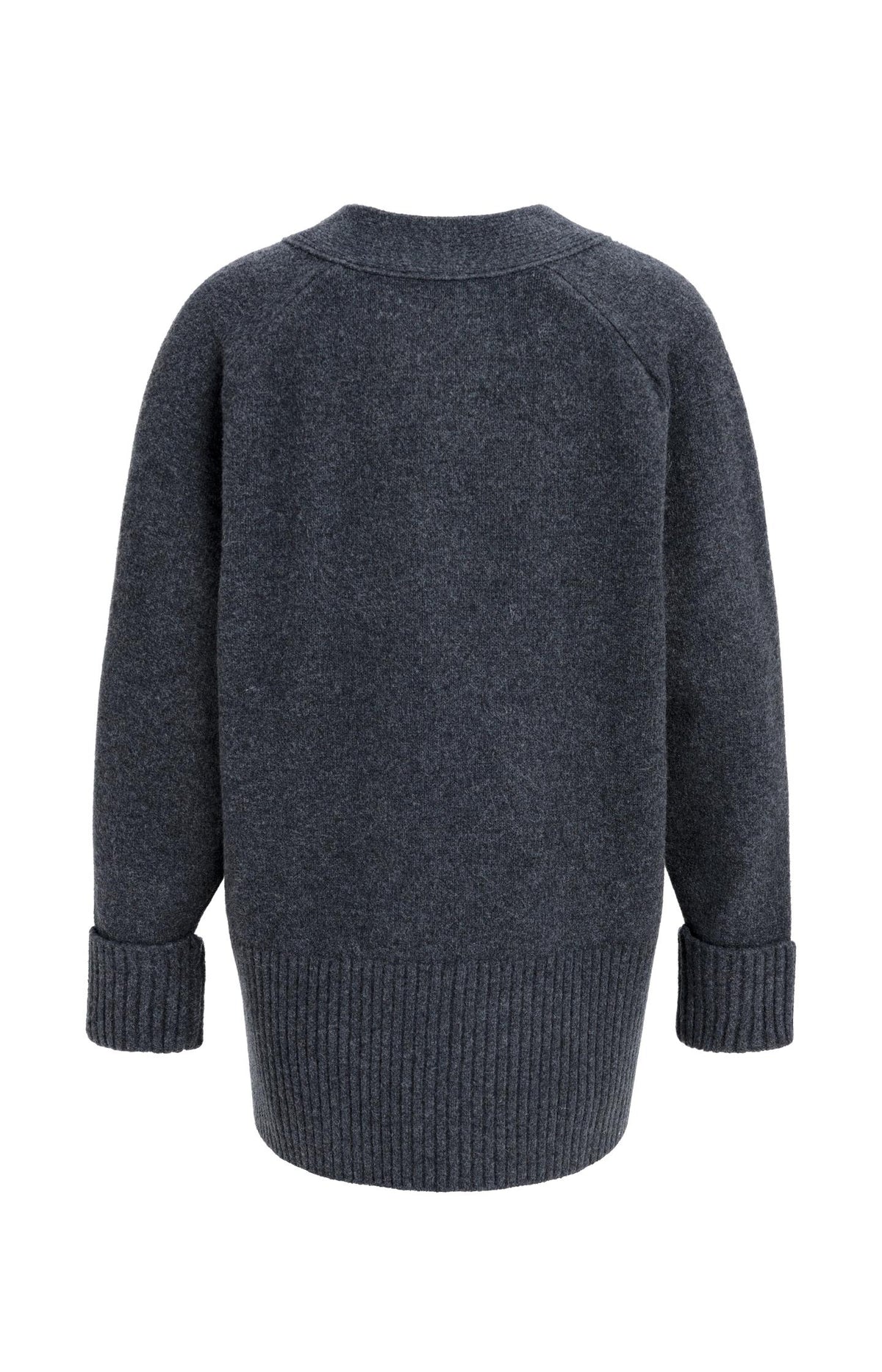 Oversized rib-knit cardigan - Dark Anthracite Melange