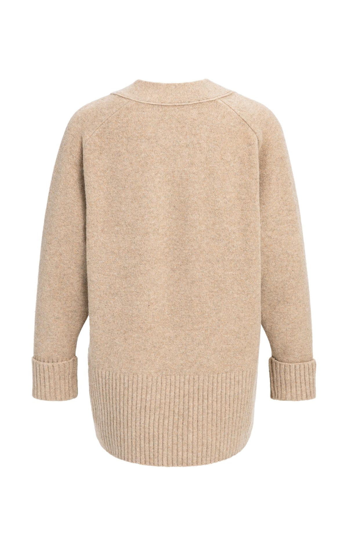 Oversized rib-knit cardigan - Dark Beige Melange