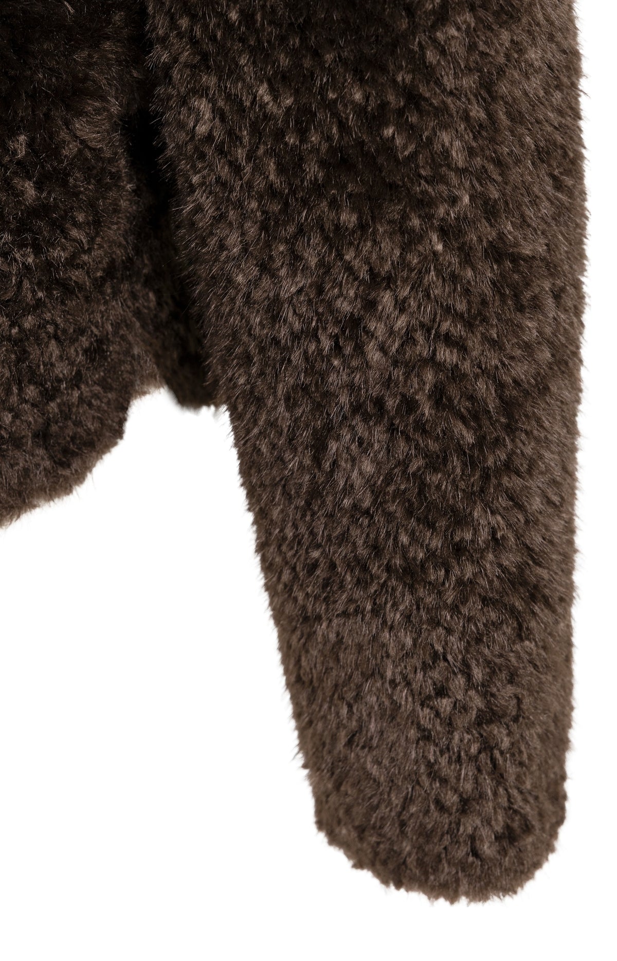 Oversized short faux fur jacket with buttons - Delicioso Brown