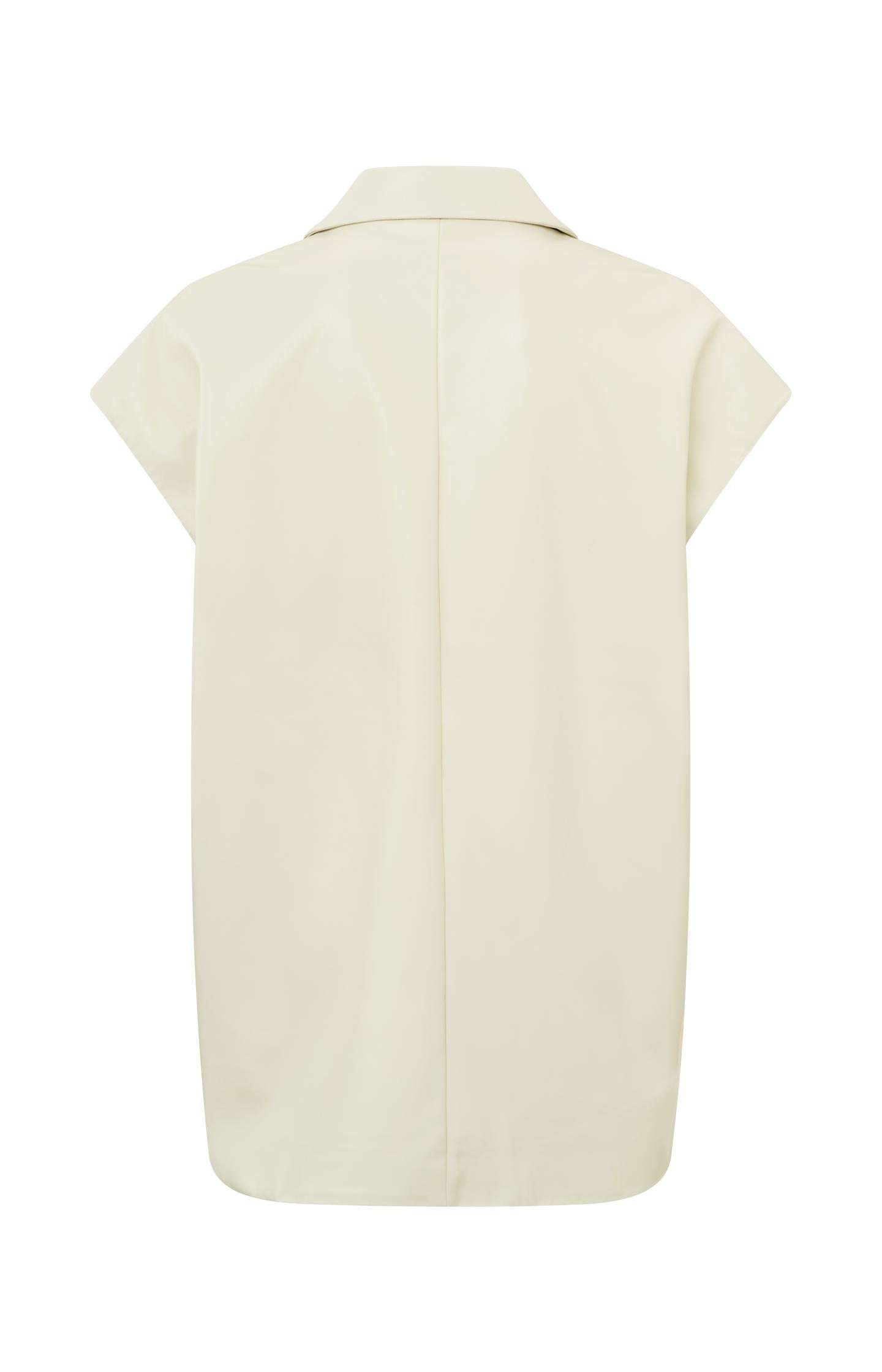 Oversized sleeveless blazer with collar and pockets - Ivory White