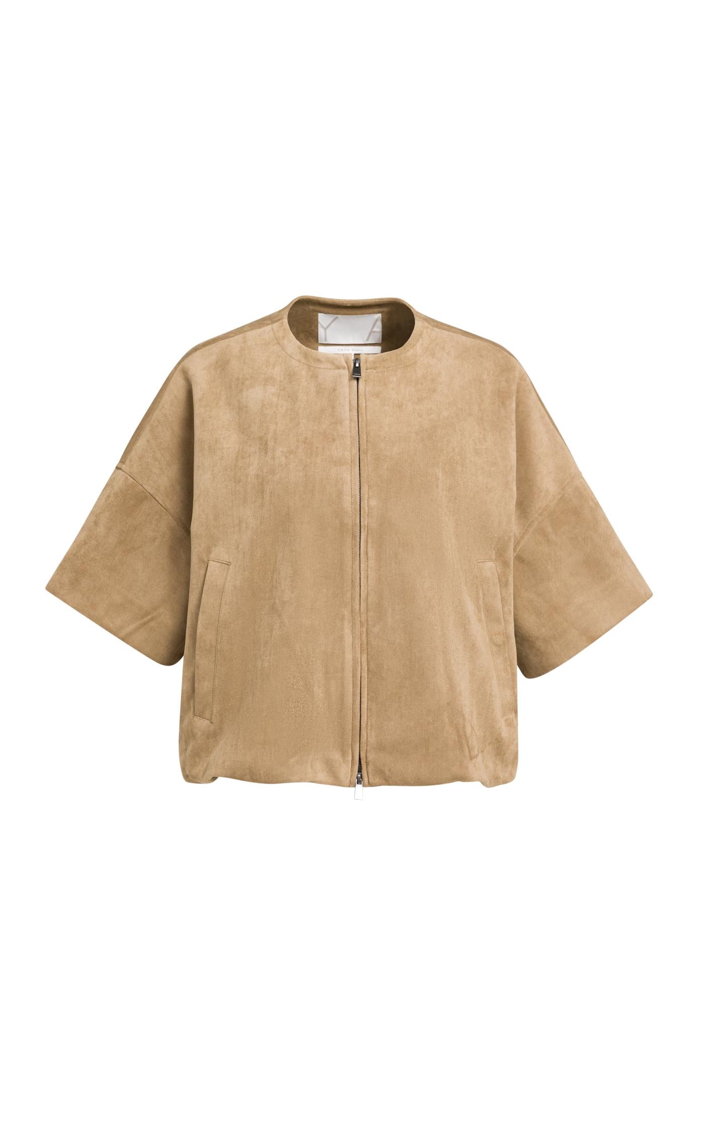 Oversized suedine jacket with short sleeves - Type: product