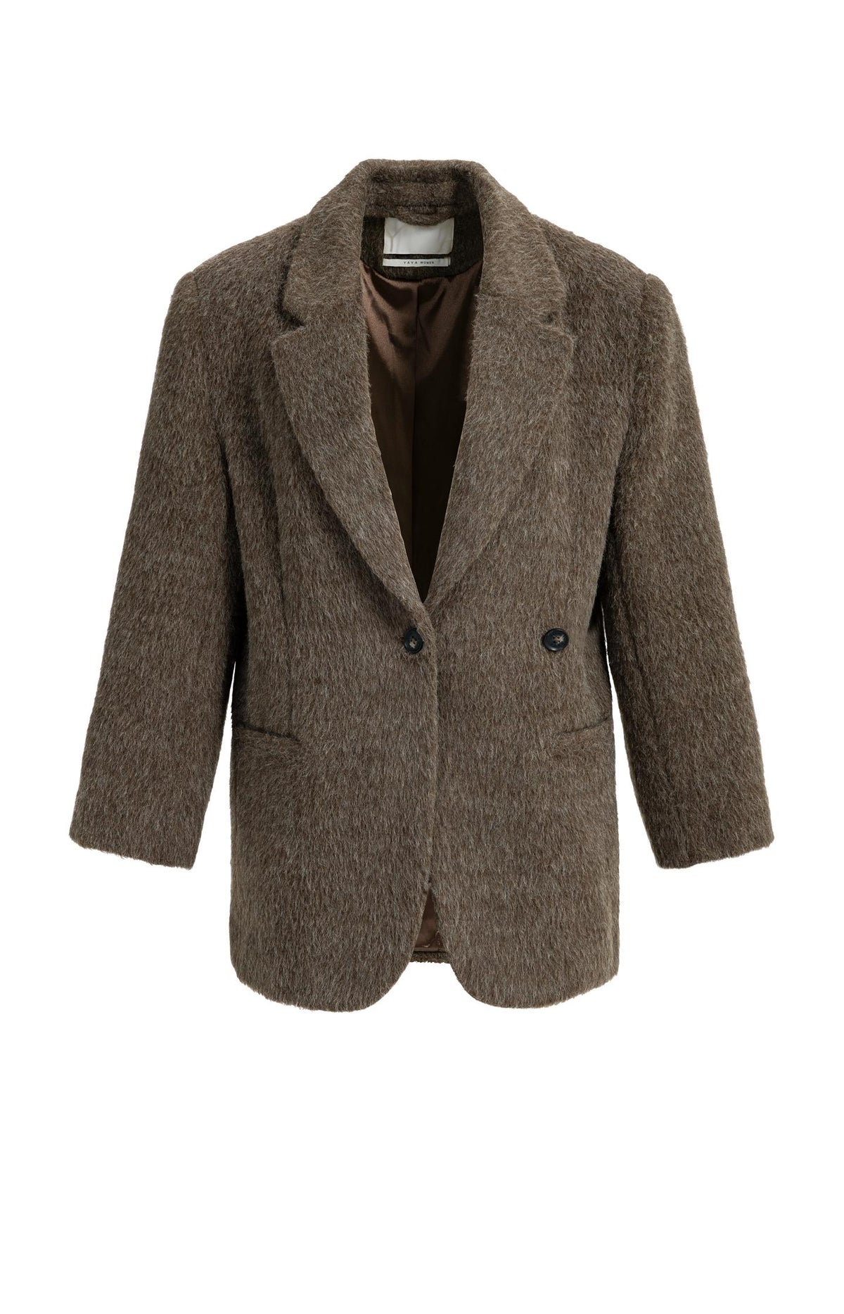 Oversized wool blend blazer jacket - Cocoa Brown Melange