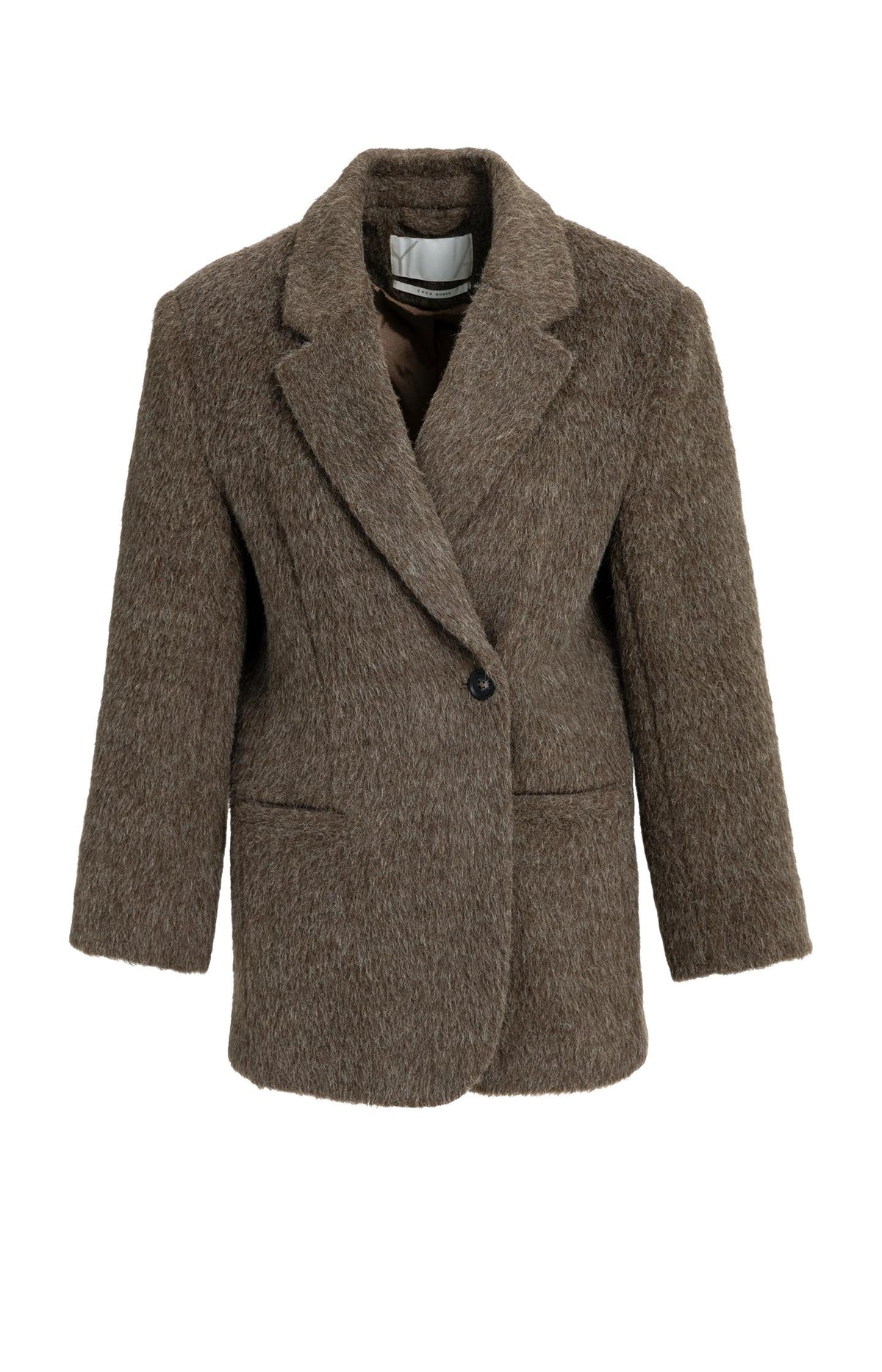 Oversized wool blend blazer jacket - Cocoa Brown Melange