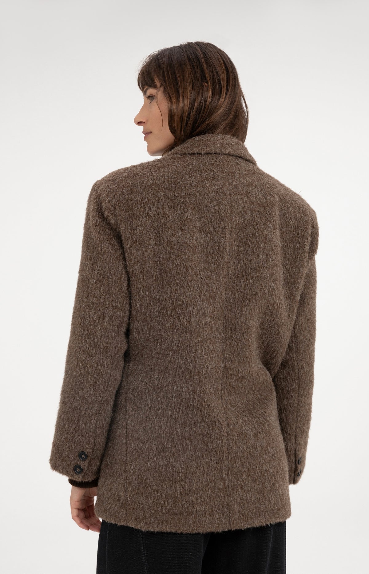 Oversize-Blazerjacke aus einer Wollmischung - Cocoa Brown Melange
