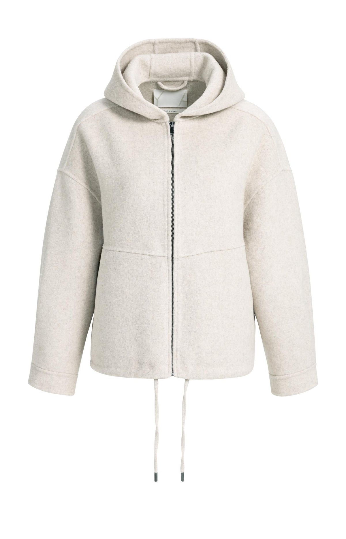 Oversized wool blend jacket with hood - Pure Cashmere Grey Melange