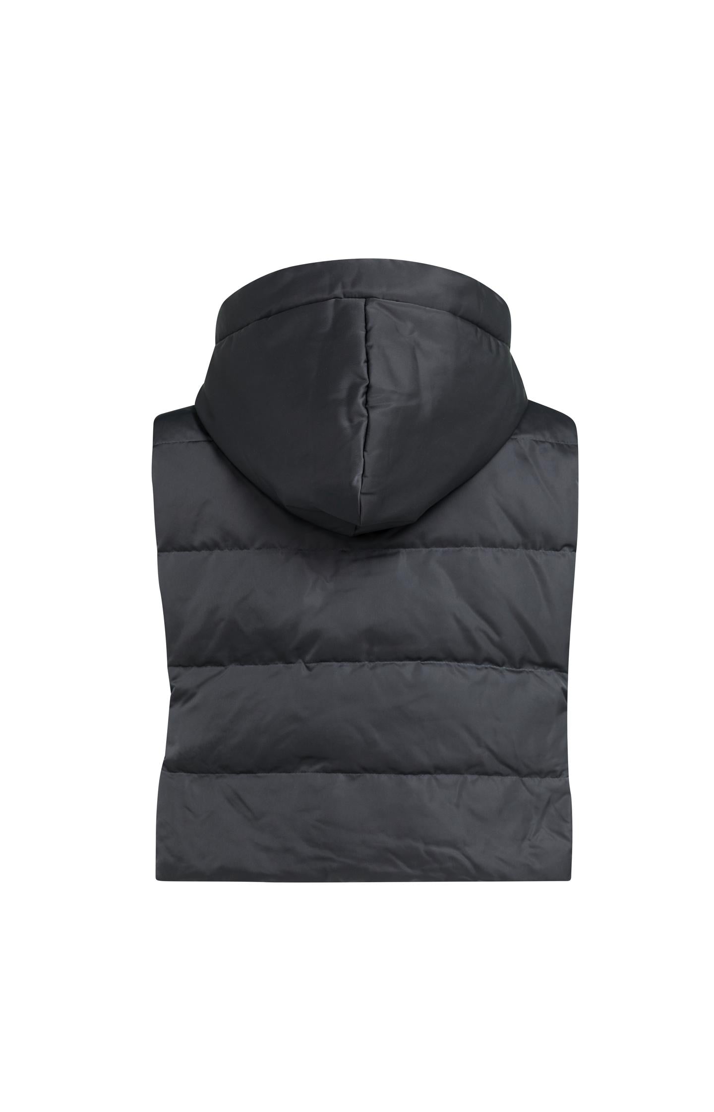 Padded bodywarmer with hood