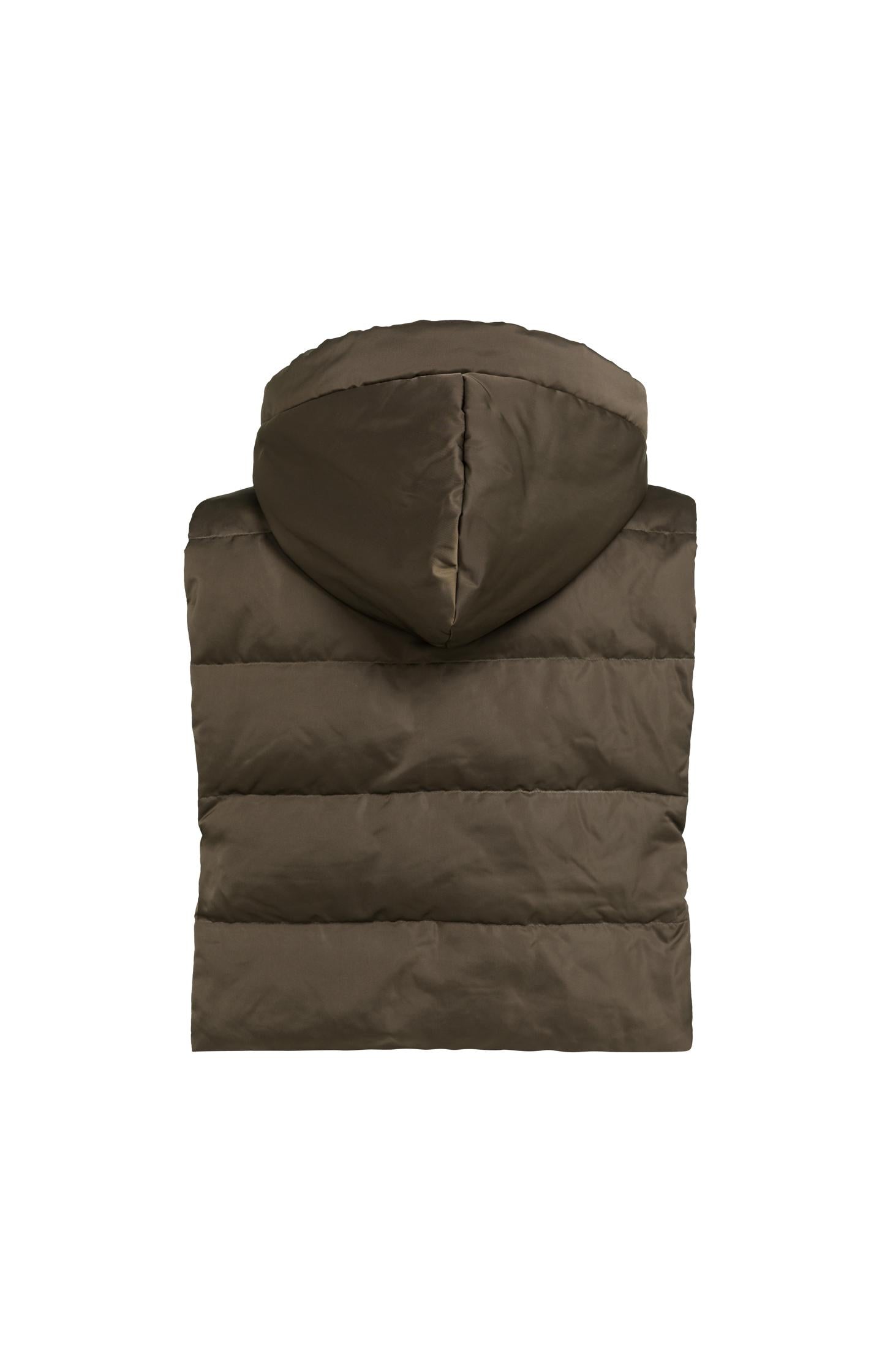 Padded bodywarmer with hood